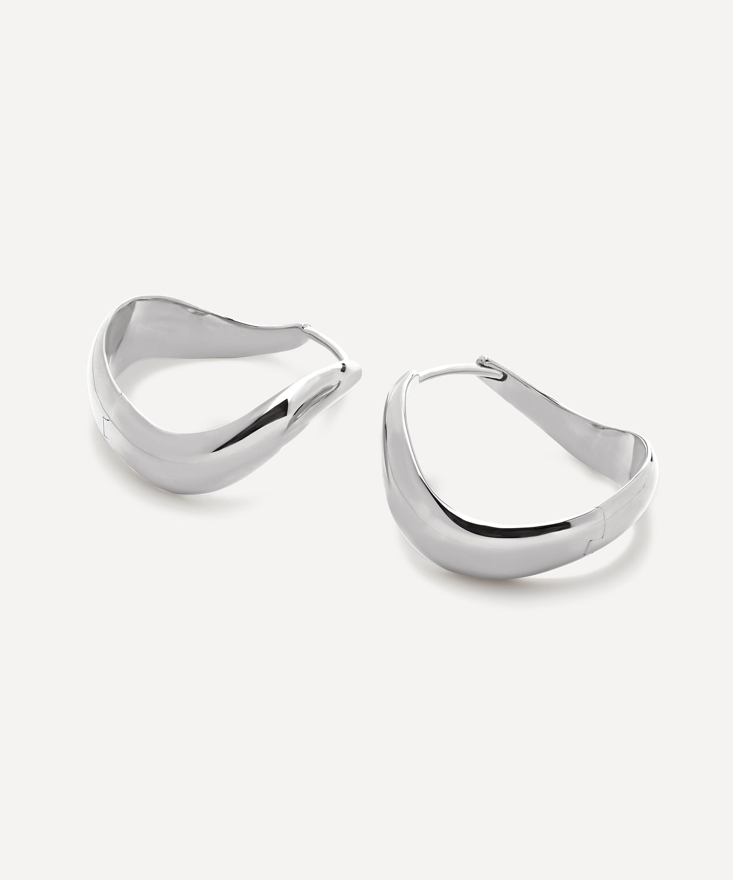 Monica Vinader - Sterling Silver Swirl Medium Hoop Earrings image number 2