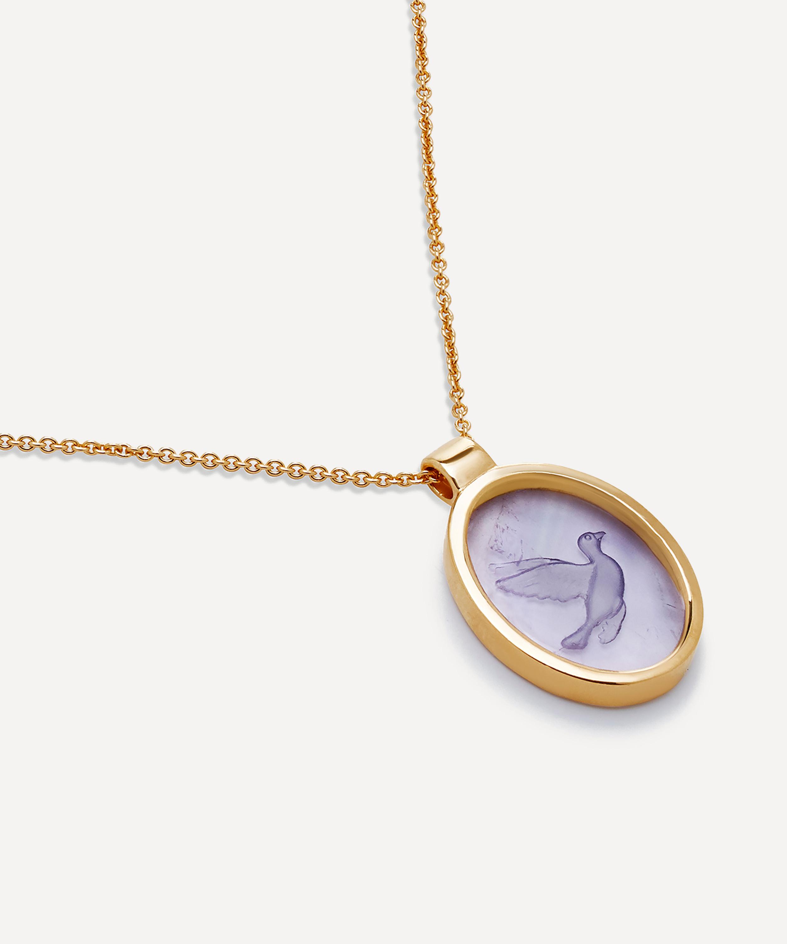 Monica Vinader - 18ct Gold-Plated Vermeil Silver Intaglio Dove Pendant Necklace image number 0