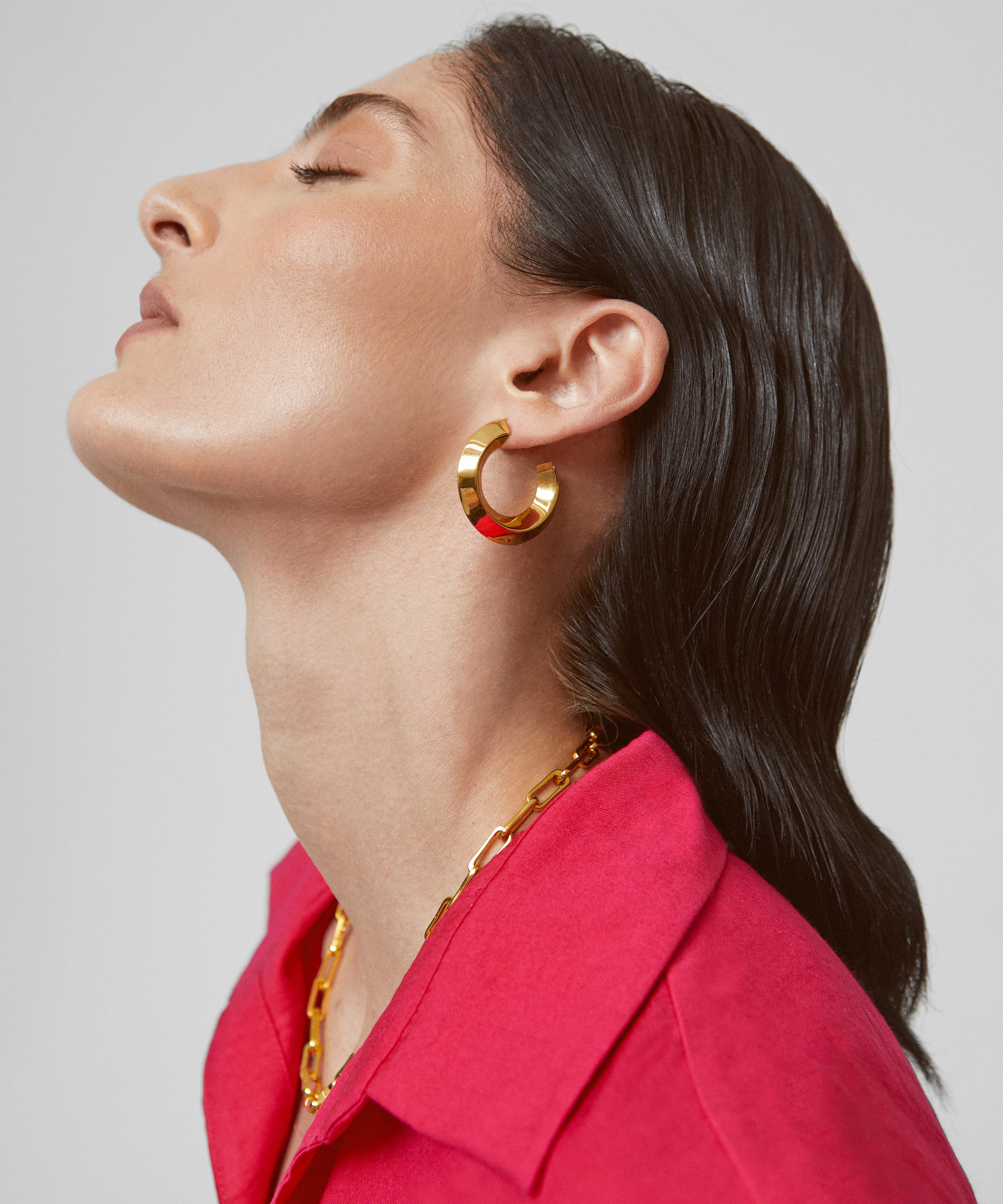 Monica Vinader - 18ct Gold-Plated Vermeil Silver Power Large Hoop Earrings image number 1