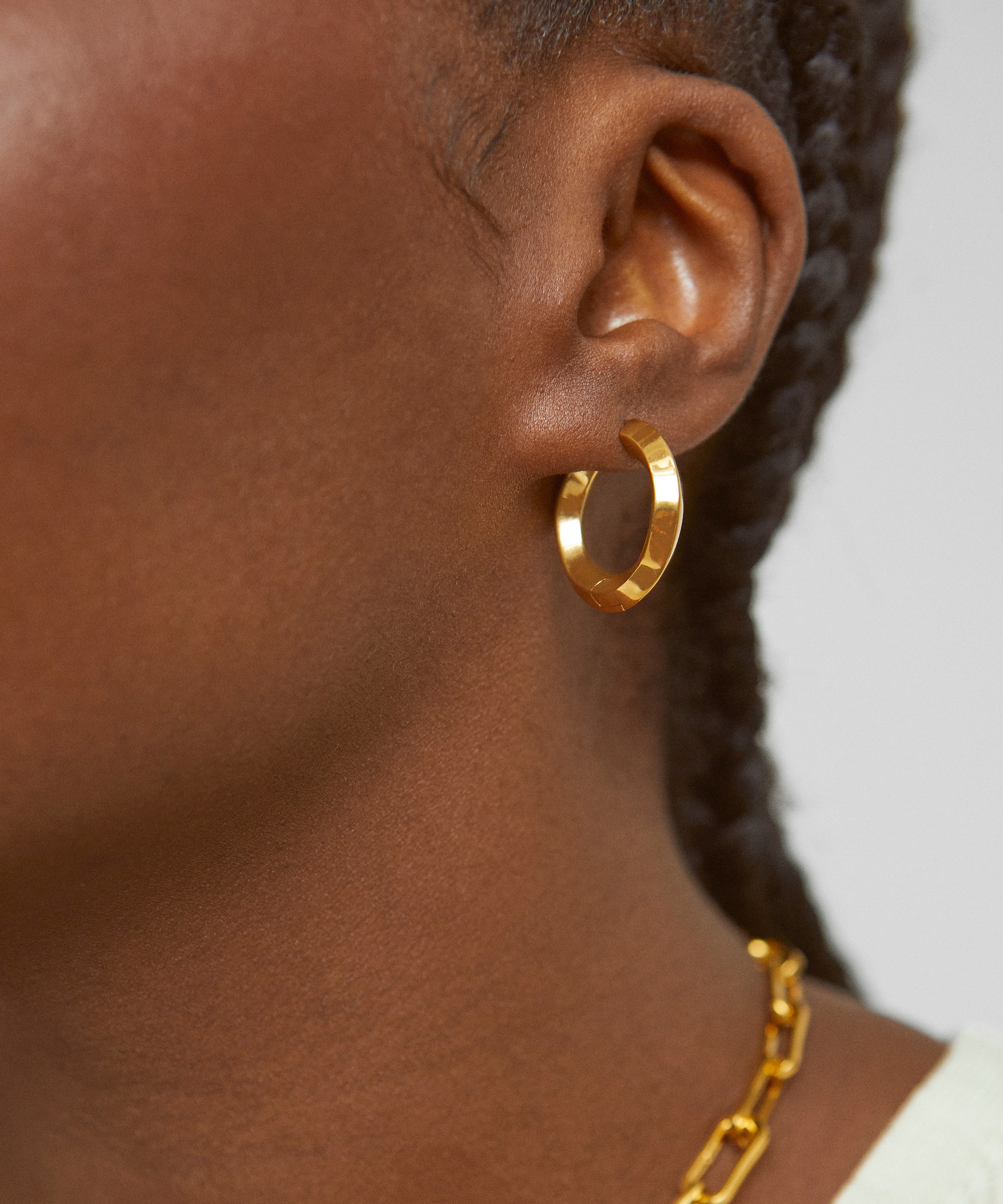 Monica Vinader - 18ct Gold-Plated Vermeil Silver Power Medium Hoop Earrings image number 1