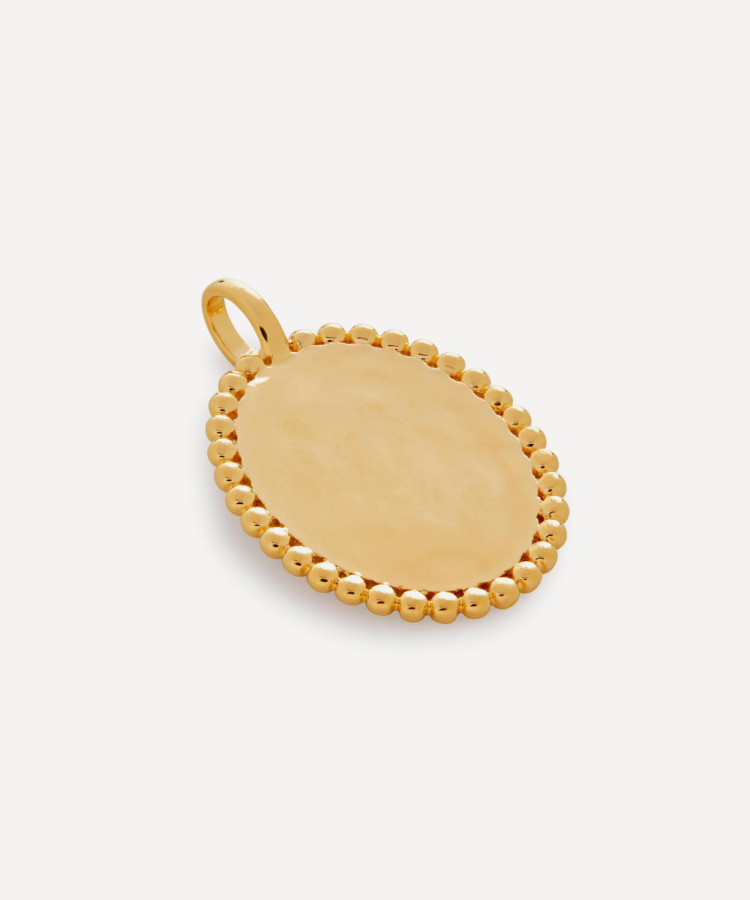 Monica Vinader - 18ct Gold Plated Vermeil Silver Deia Beaded Oval Pendant Charm image number 2