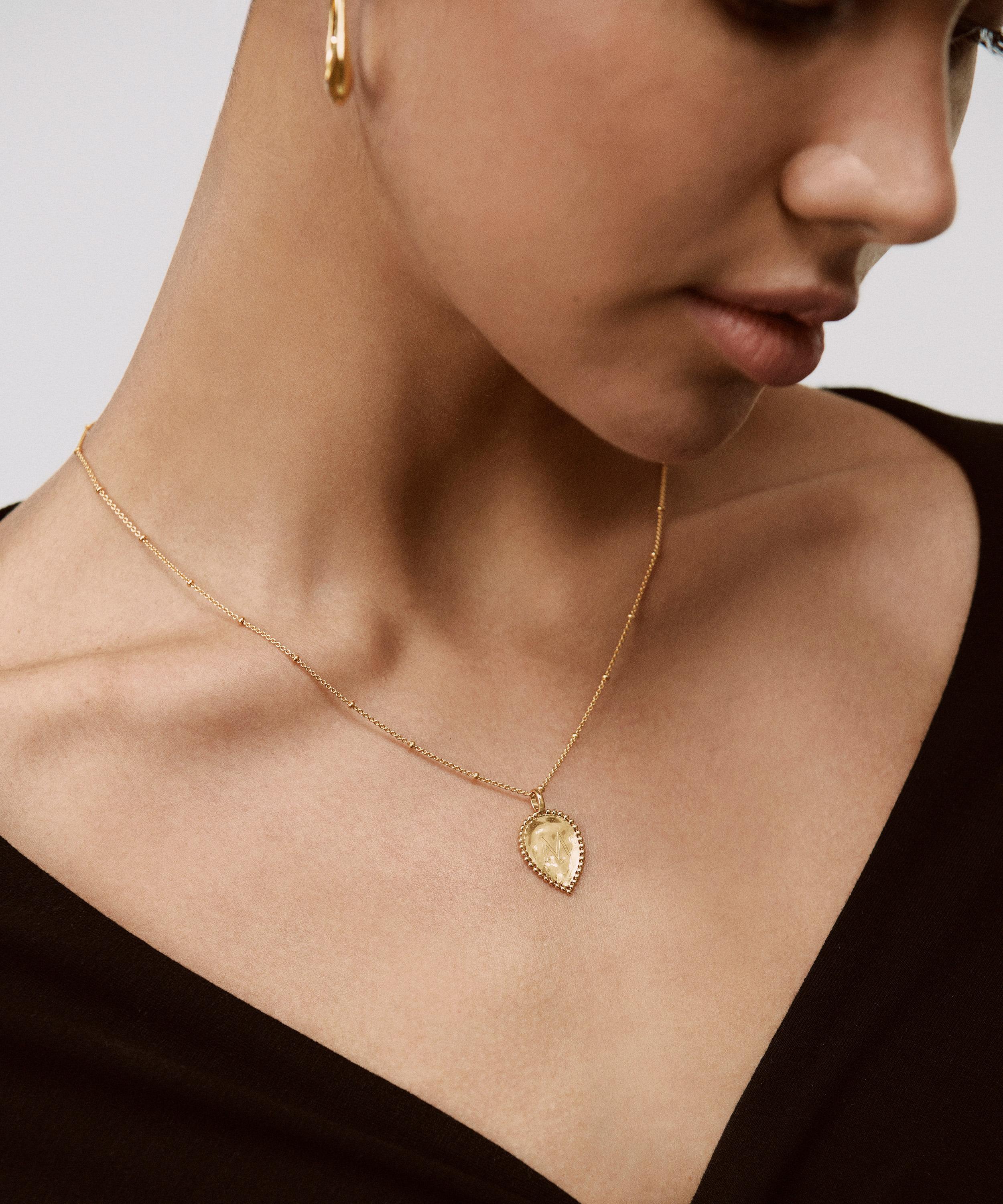 Monica Vinader - 18ct Gold Plated Vermeil Silver Deia Beaded Lotus Pendant Charm image number 1