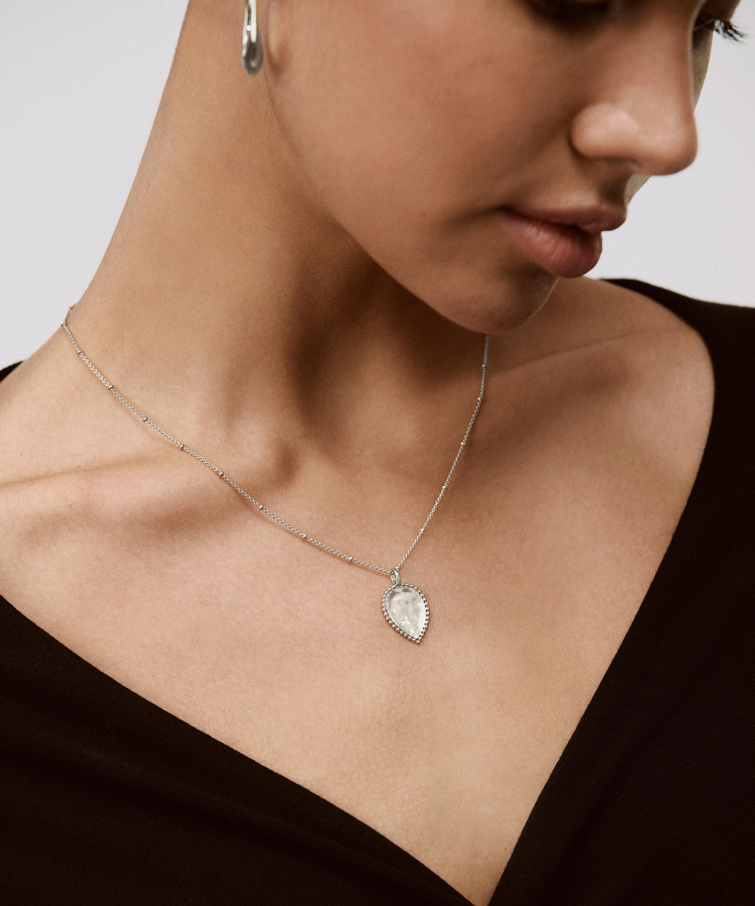 Monica Vinader - Sterling Silver Deia Beaded Lotus Pendant Charm image number 1