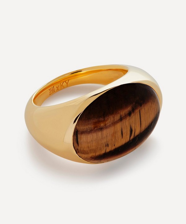 Monica Vinader - Kate Young 18ct Gold-Plated Vermeil Silver Tigers Eye Ring image number null