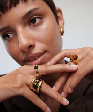 Monica Vinader - Kate Young 18ct Gold-Plated Vermeil Silver Tigers Eye Ring image number 2