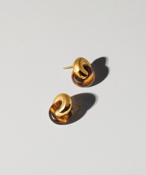 Monica Vinader - X Kate Young 18ct Gold-Plated Vermeil Silver Gemstone Link Stud Earrings image number 2