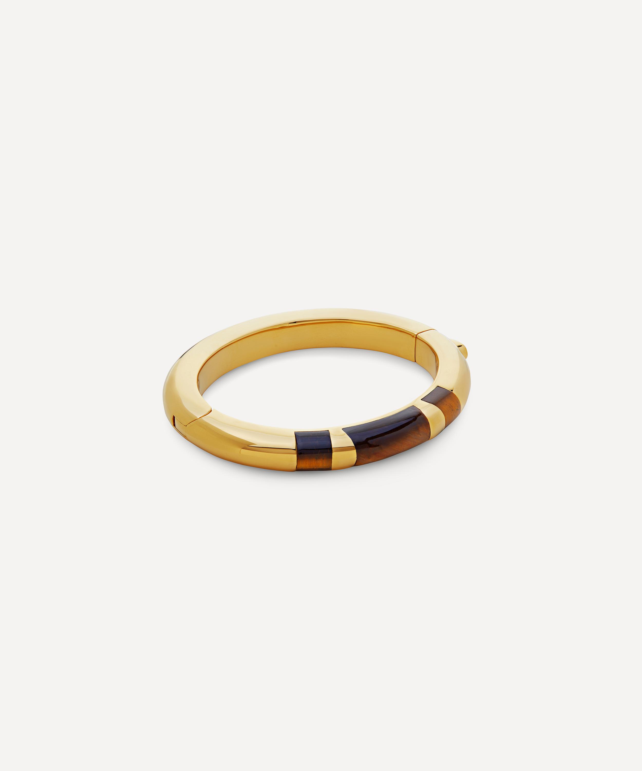 Monica Vinader - Kate Young 18ct Gold-Plated Vermeil Silver Tigers Eye Bangle Bracelet image number 0