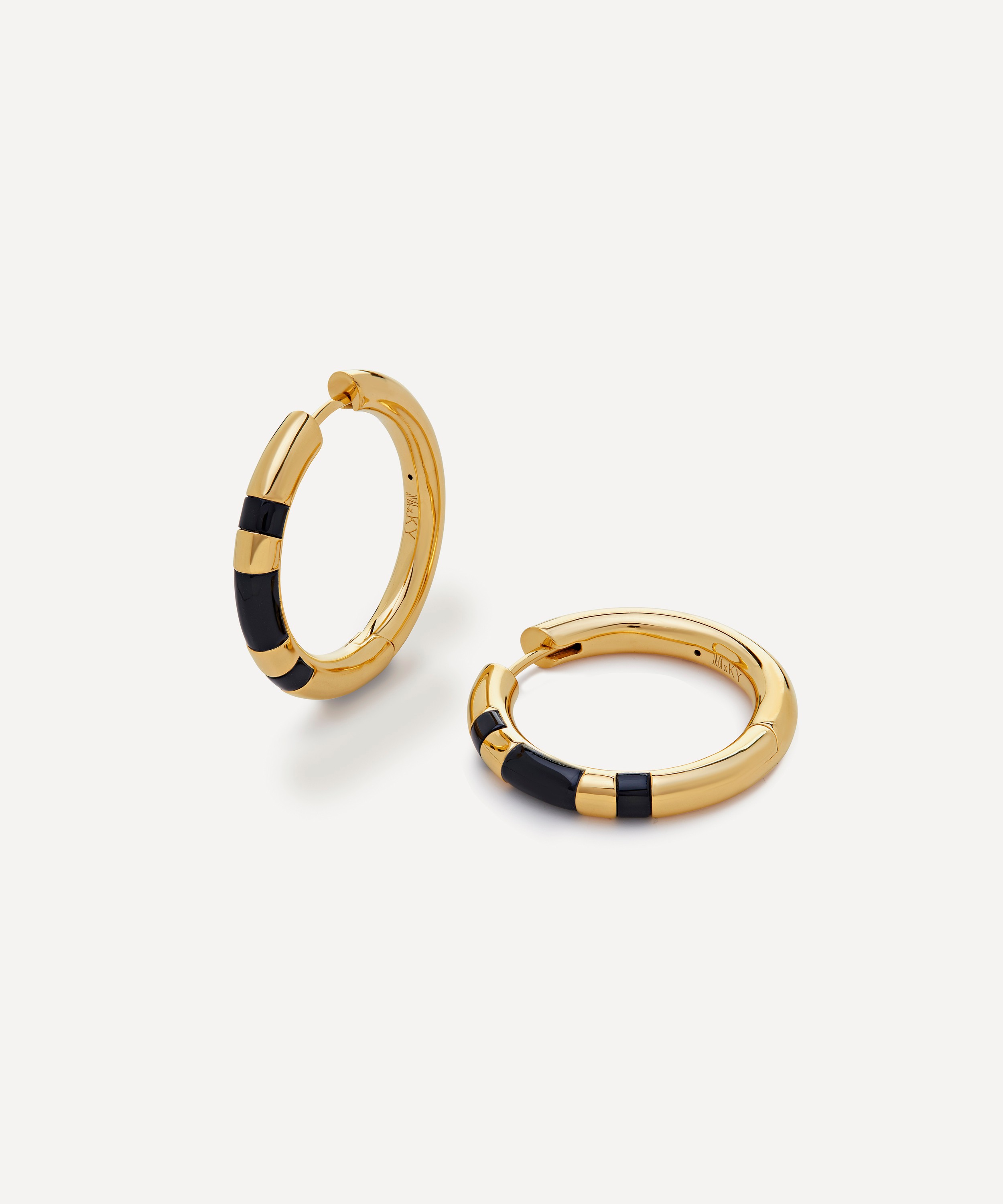 Monica Vinader - Kate Young 18ct Gold-Plated Vermeil Silver Tigers Eye Hoop Earrings image number 0