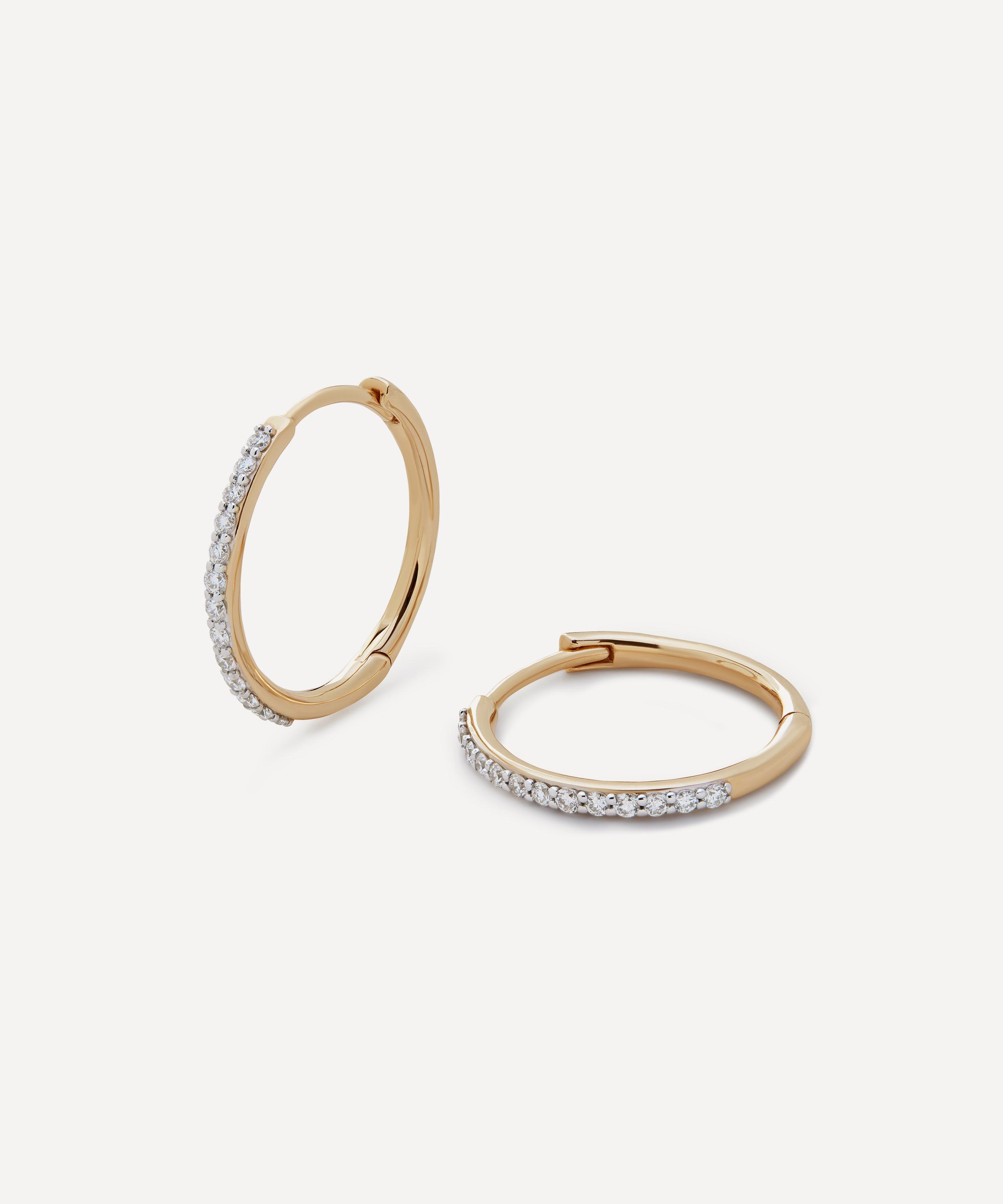 Monica Vinader - 14ct Gold Small Diamond Hoop Earrings image number 0