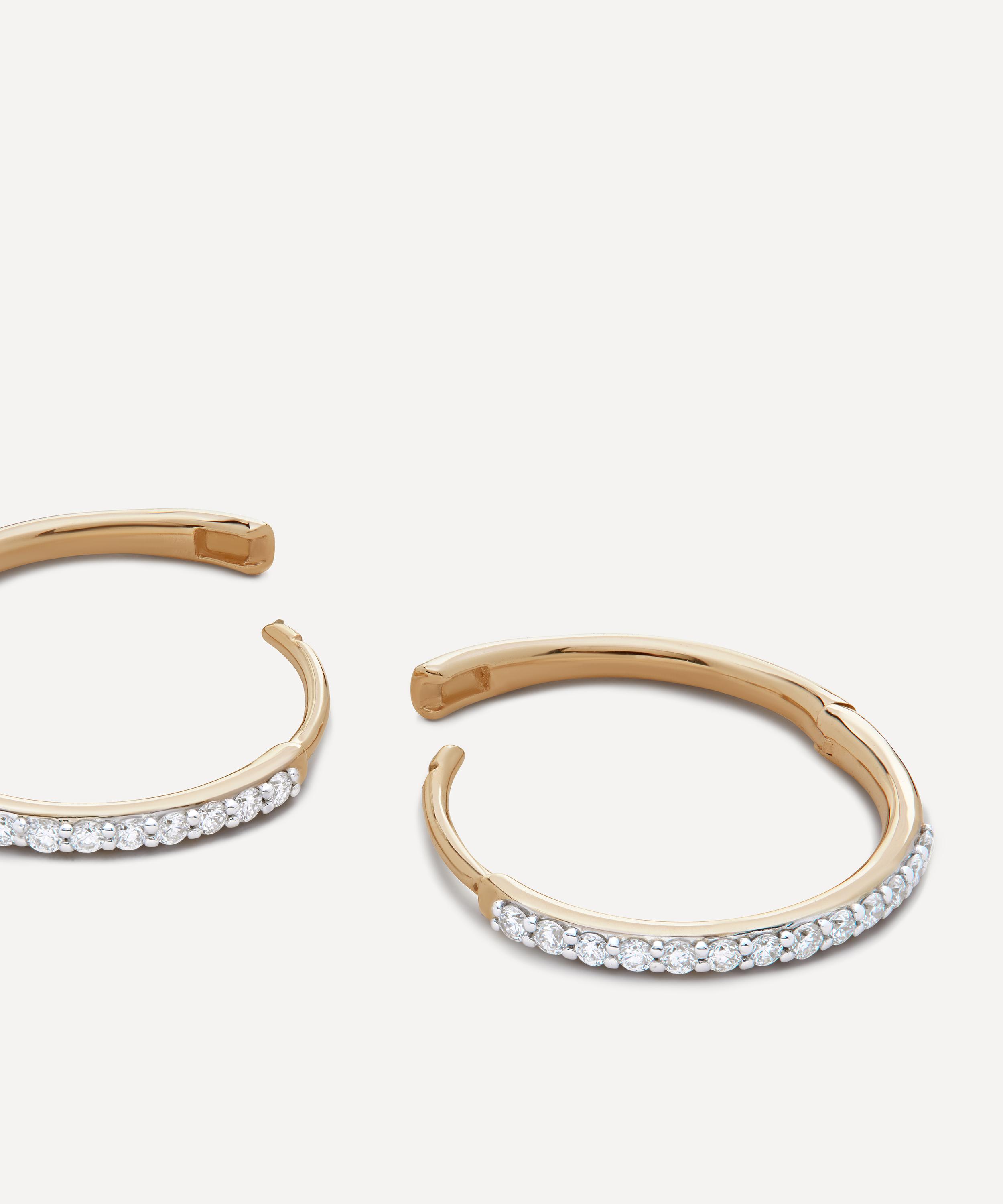 Monica Vinader - 14ct Gold Small Diamond Hoop Earrings image number 2