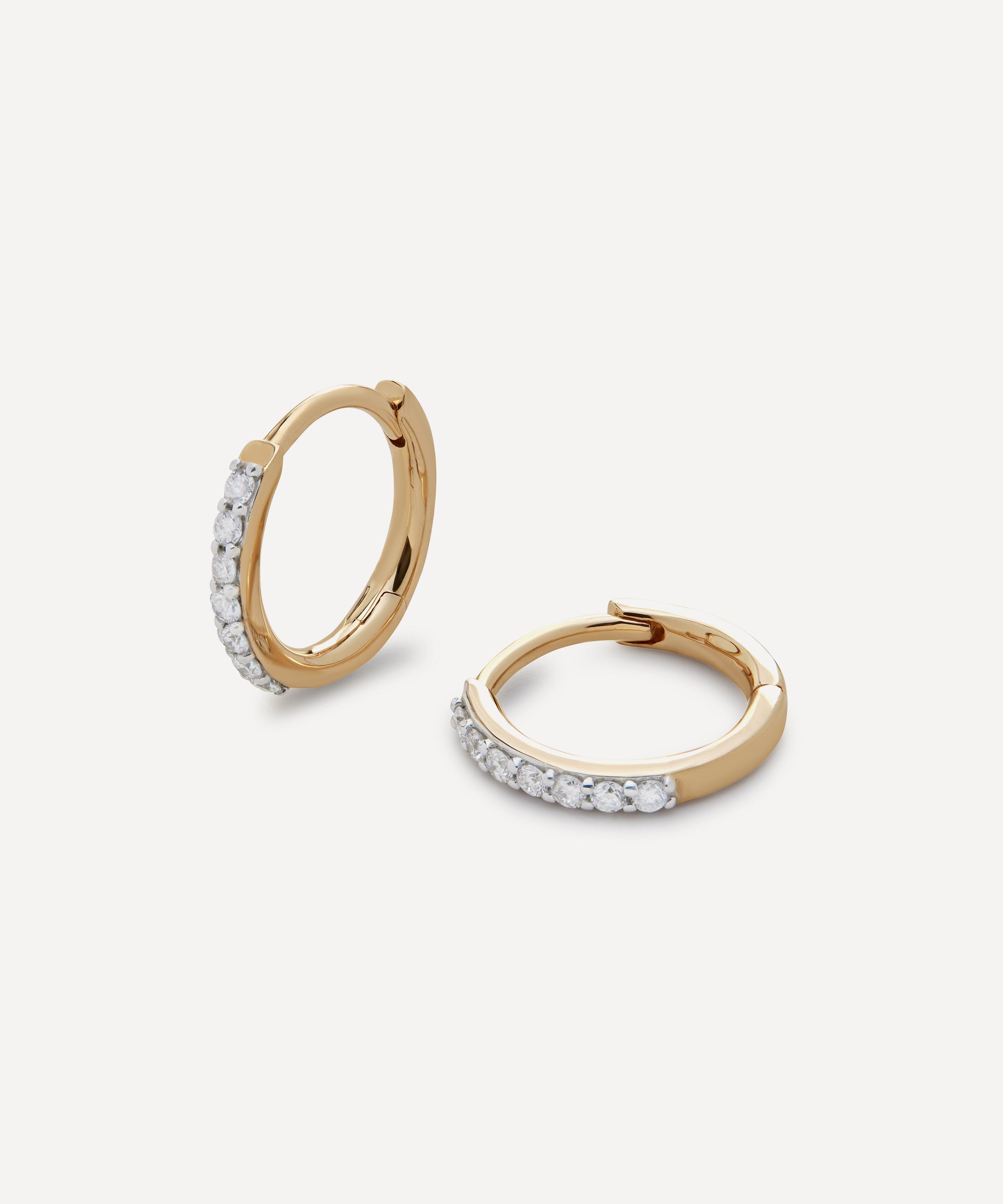 Monica Vinader - 14ct Gold Diamond Huggie Hoop Earrings image number 0