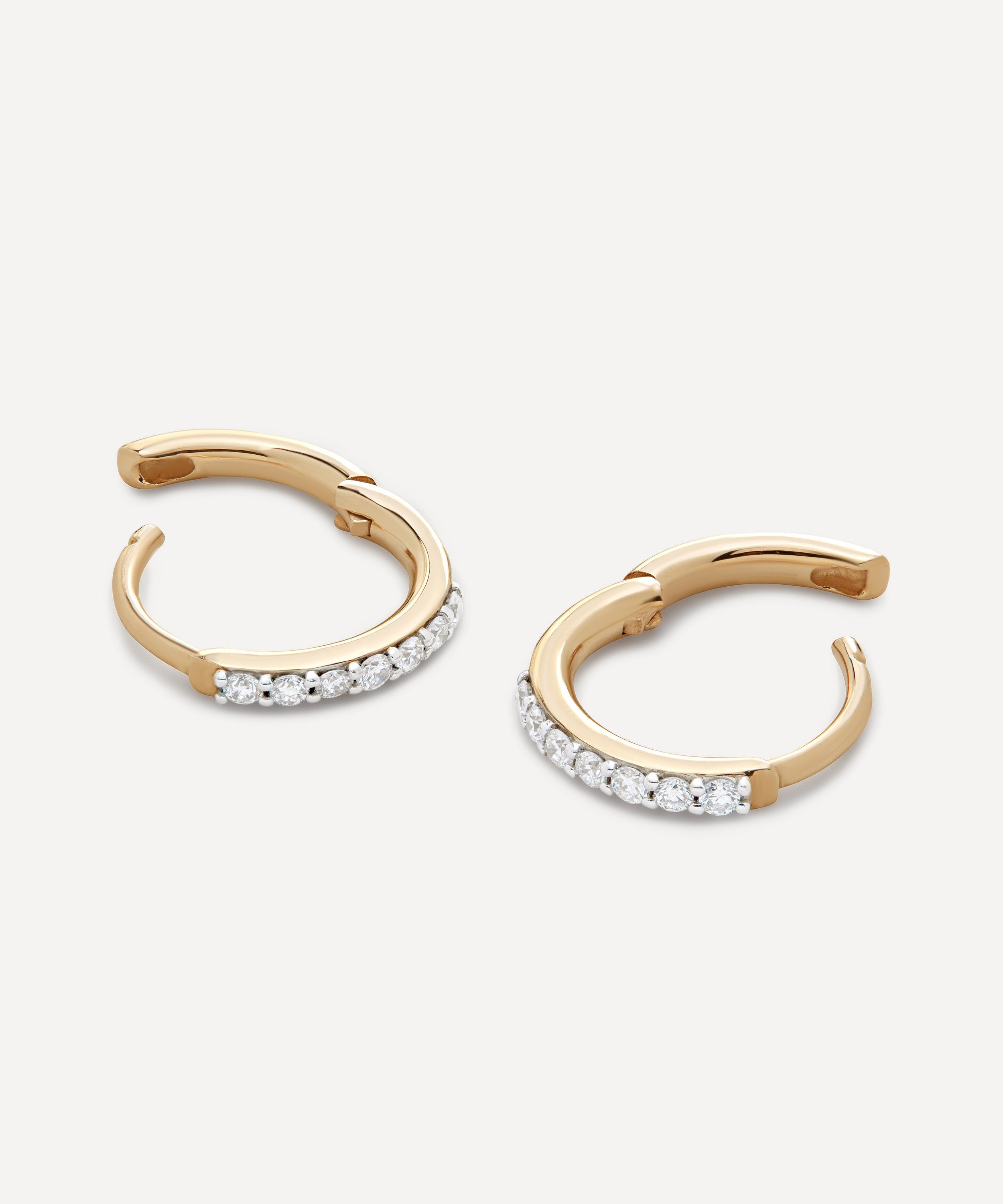 Monica Vinader - 14ct Gold Diamond Huggie Hoop Earrings image number 2