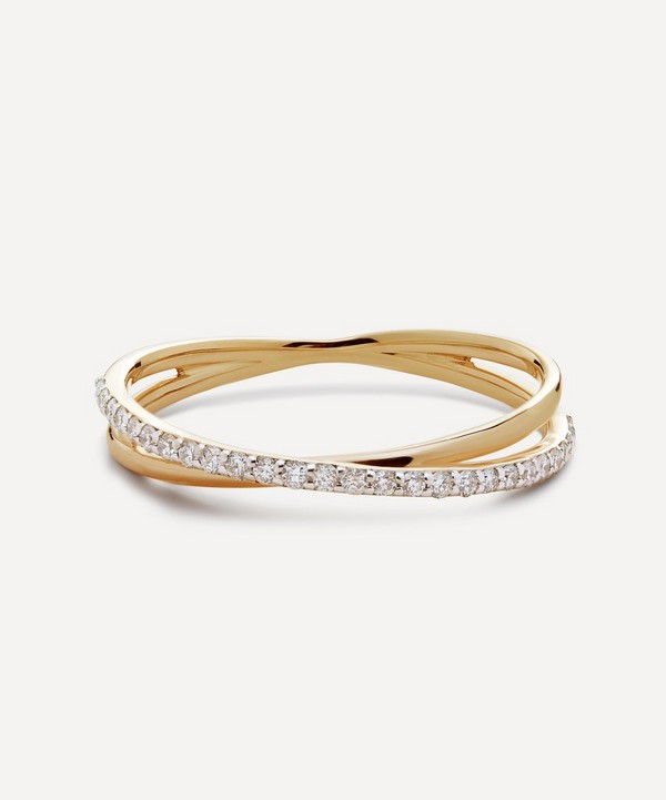 Monica Vinader - 14ct Gold Riva Crossover Diamond Ring