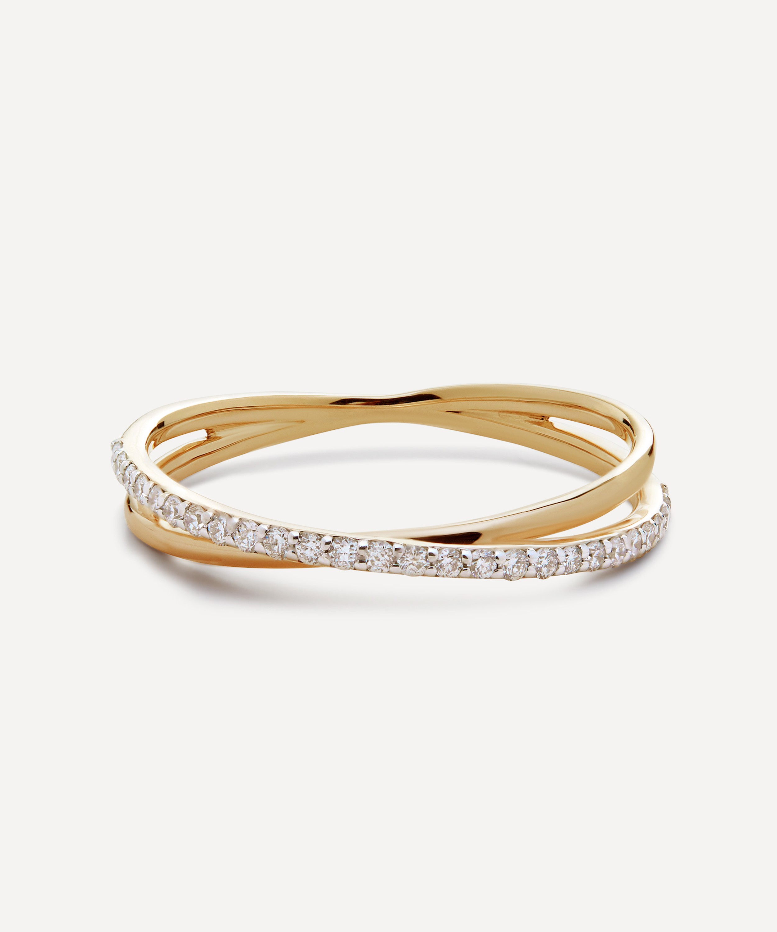 Monica Vinader - 14ct Gold Riva Crossover Diamond Ring image number 0