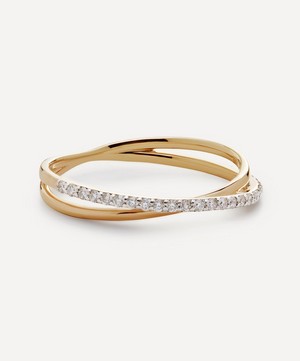 Monica Vinader - 14ct Gold Riva Crossover Diamond Ring image number 2