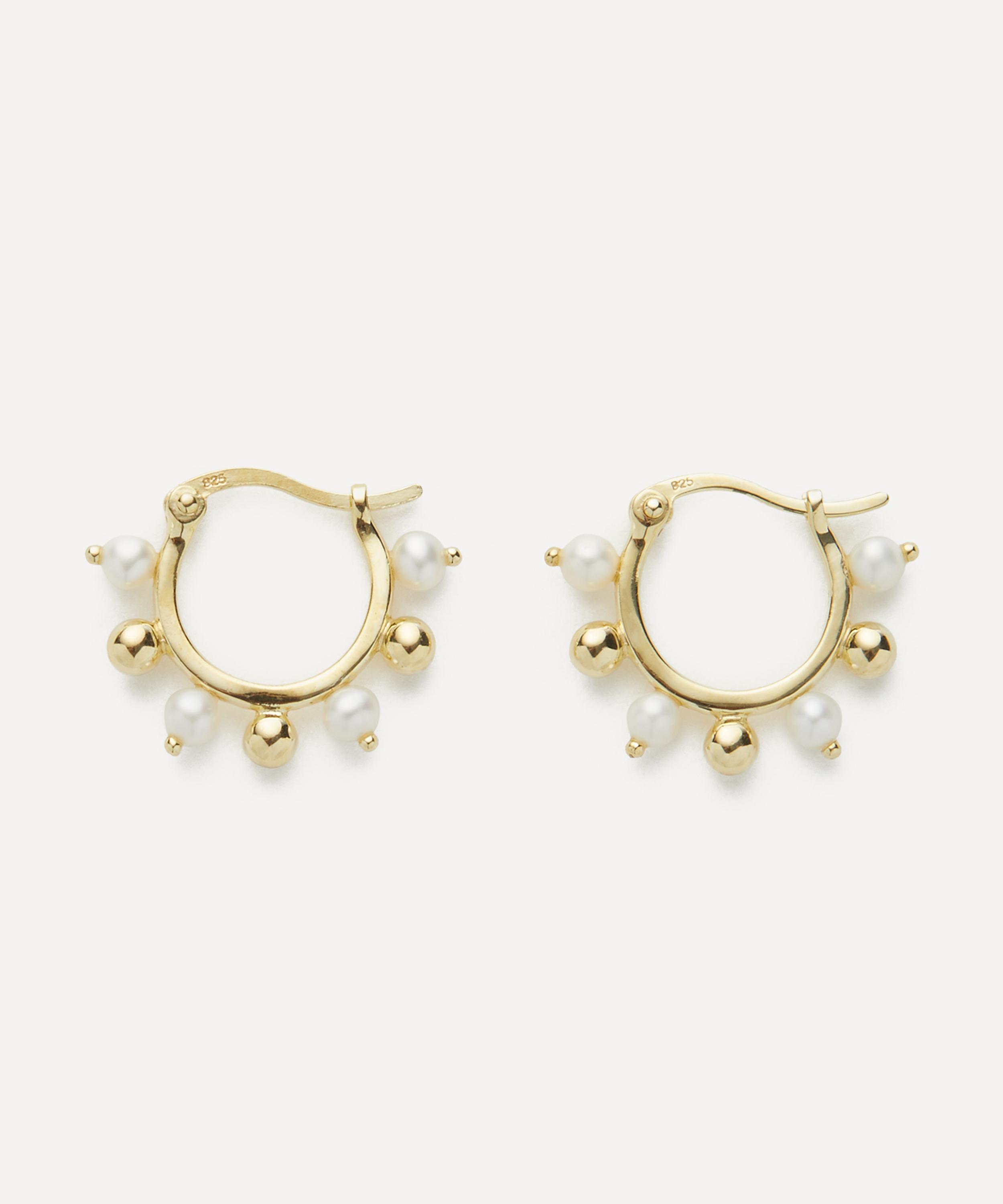 Anna + Nina - 14ct Gold-Plated Purity Pearl Hoop Earrings image number 1