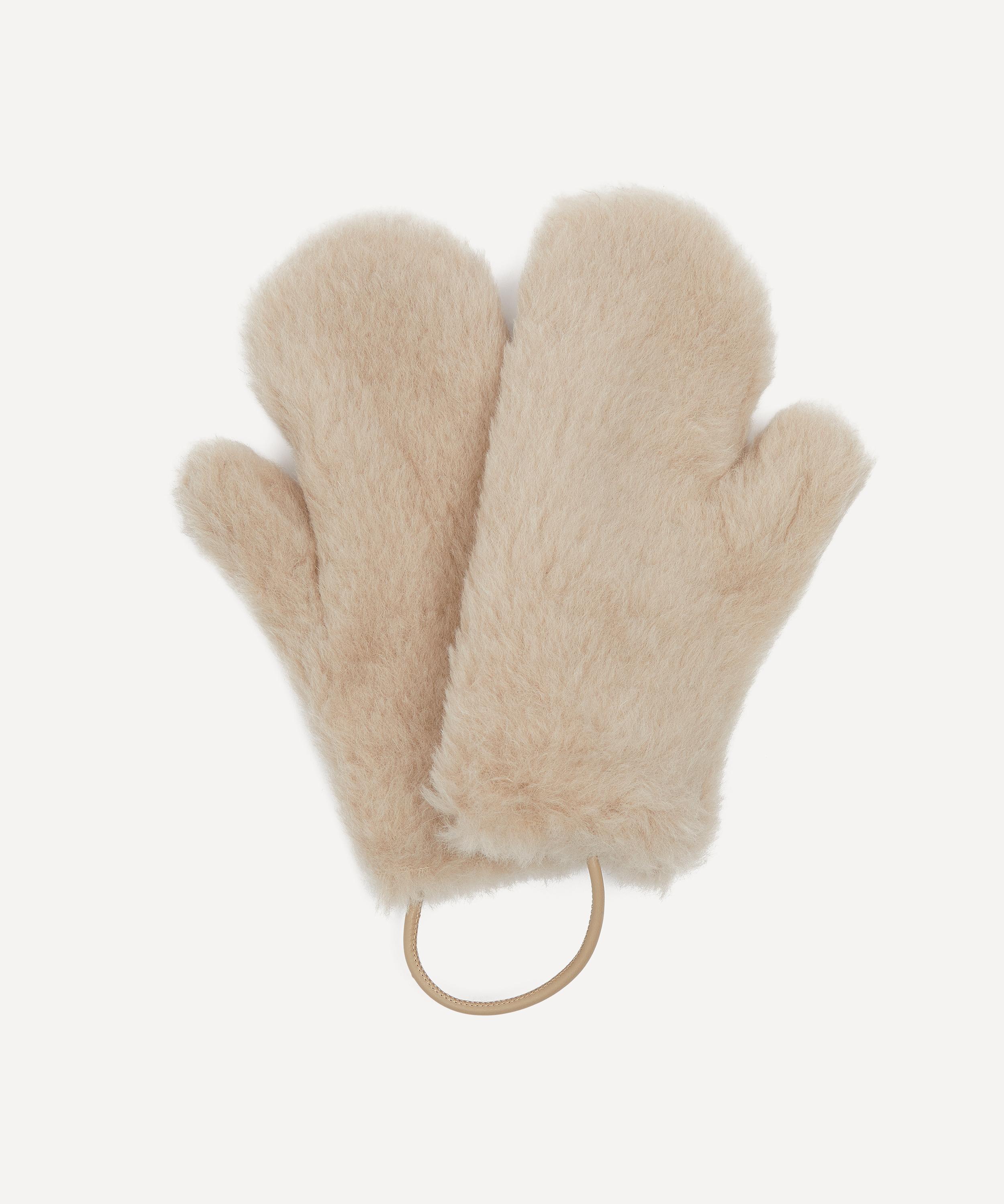 Ombrato camel wool and silk mittens