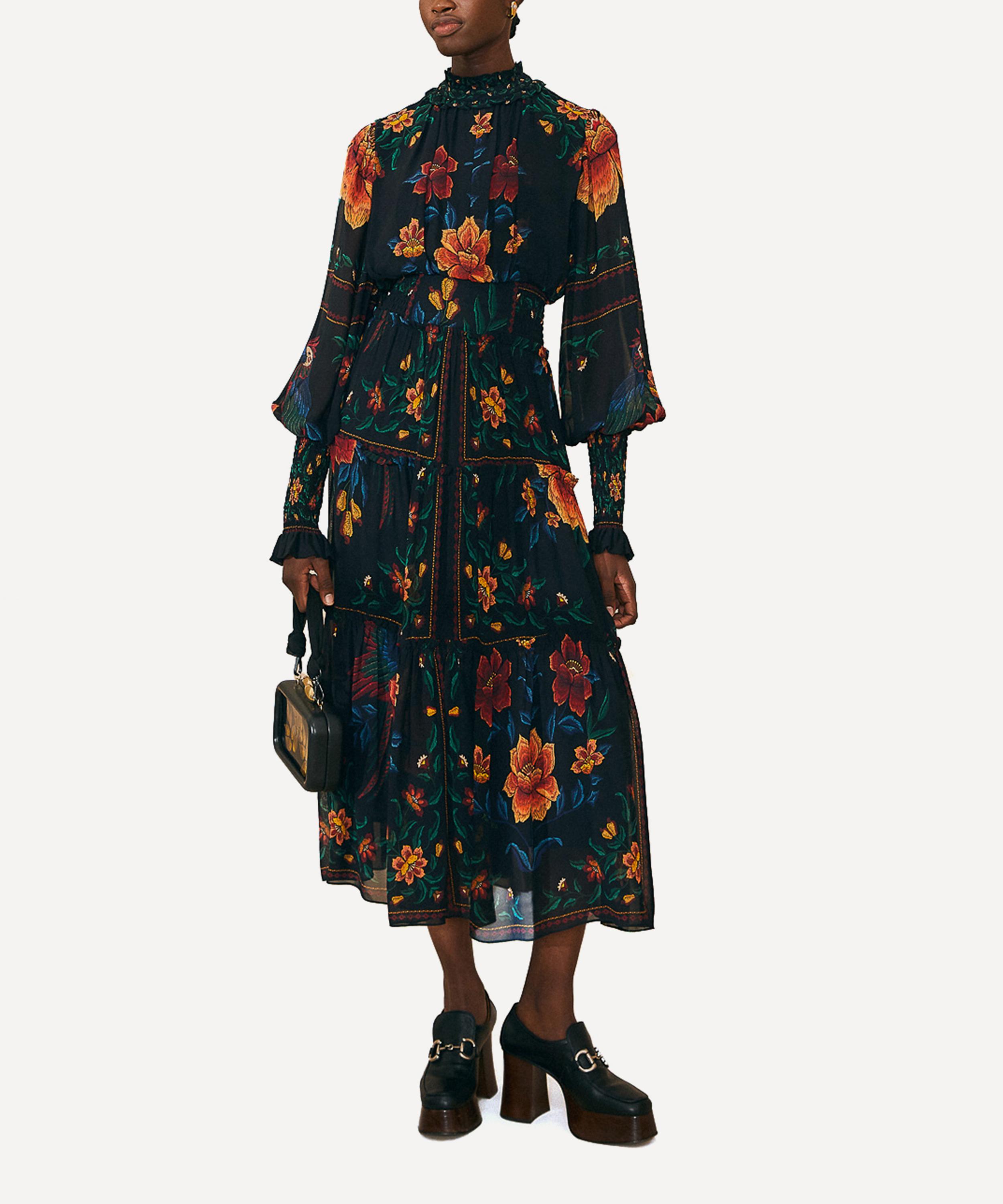 FARM Rio - Black Macaws Garden High-Neck Maxi-Dress image number 1