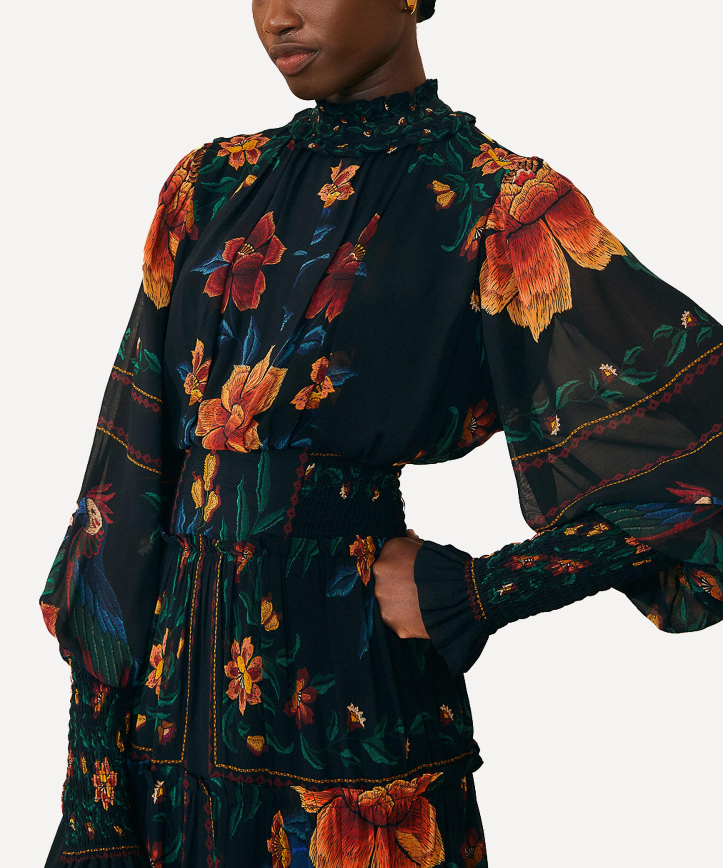 FARM Rio - Black Macaws Garden High-Neck Maxi-Dress image number 3