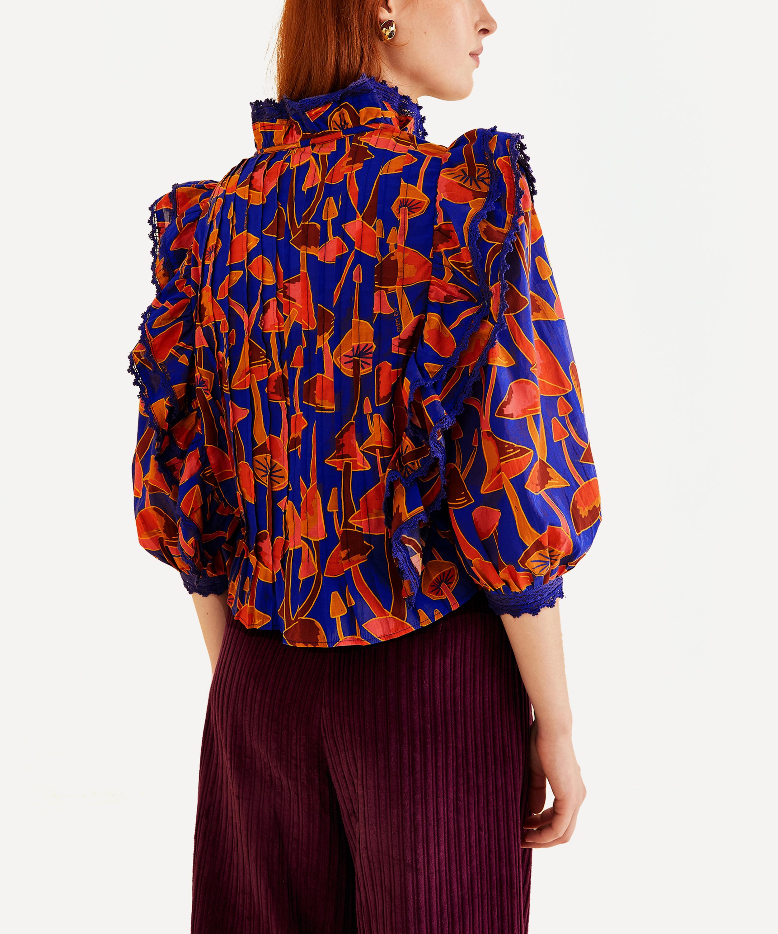 FARM Rio - Bright Blue Mushroom Sketch Blouse image number 2