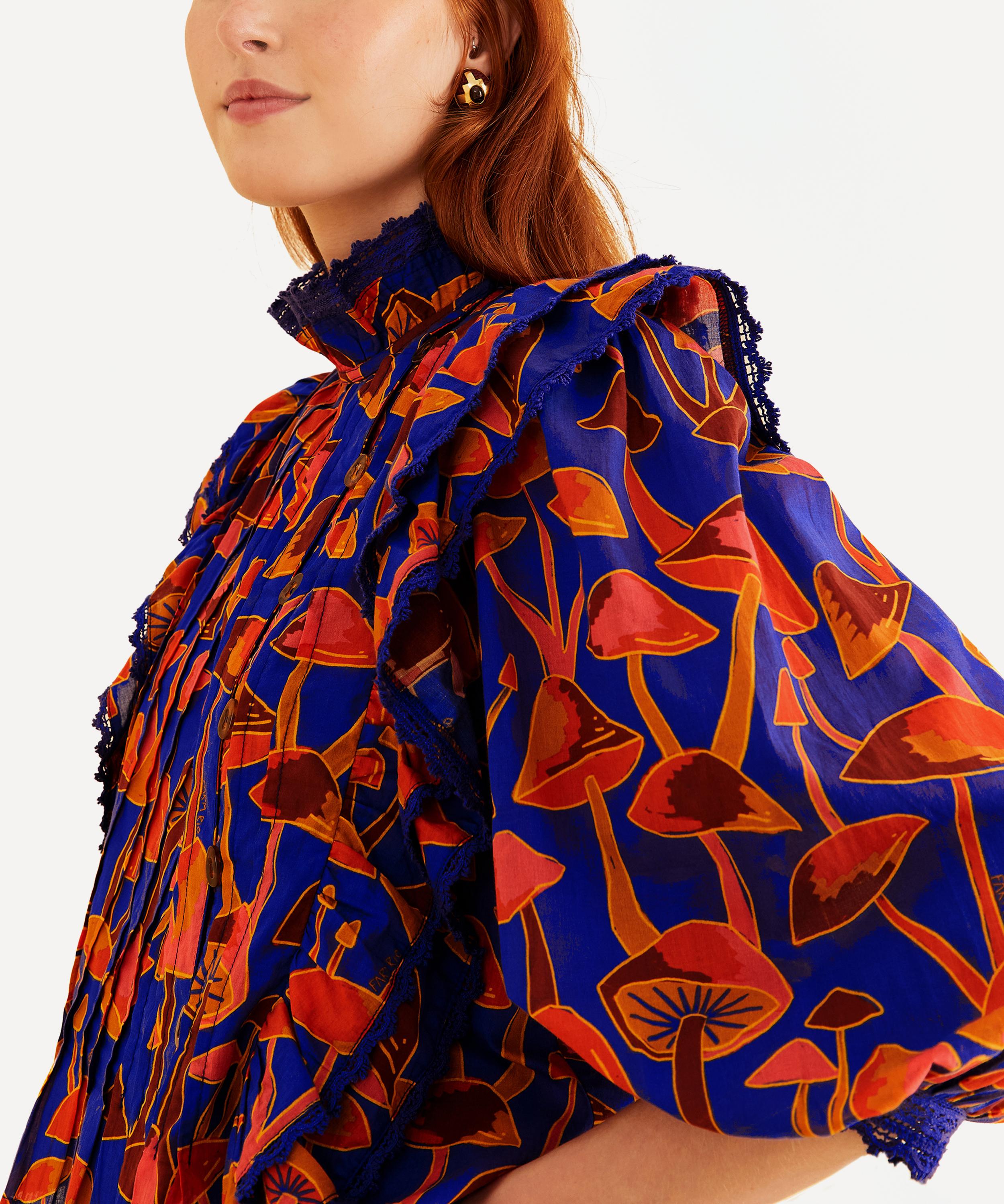 FARM Rio - Bright Blue Mushroom Sketch Blouse image number 3