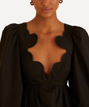FARM Rio - Black Heart-Shaped Neckline Mini-Dress image number 3