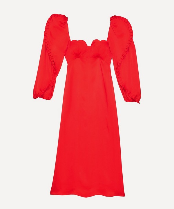 FARM Rio - Red Heart-Shaped Neckline Midi-Dress image number null