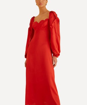 FARM Rio - Red Heart-Shaped Neckline Midi-Dress image number 1