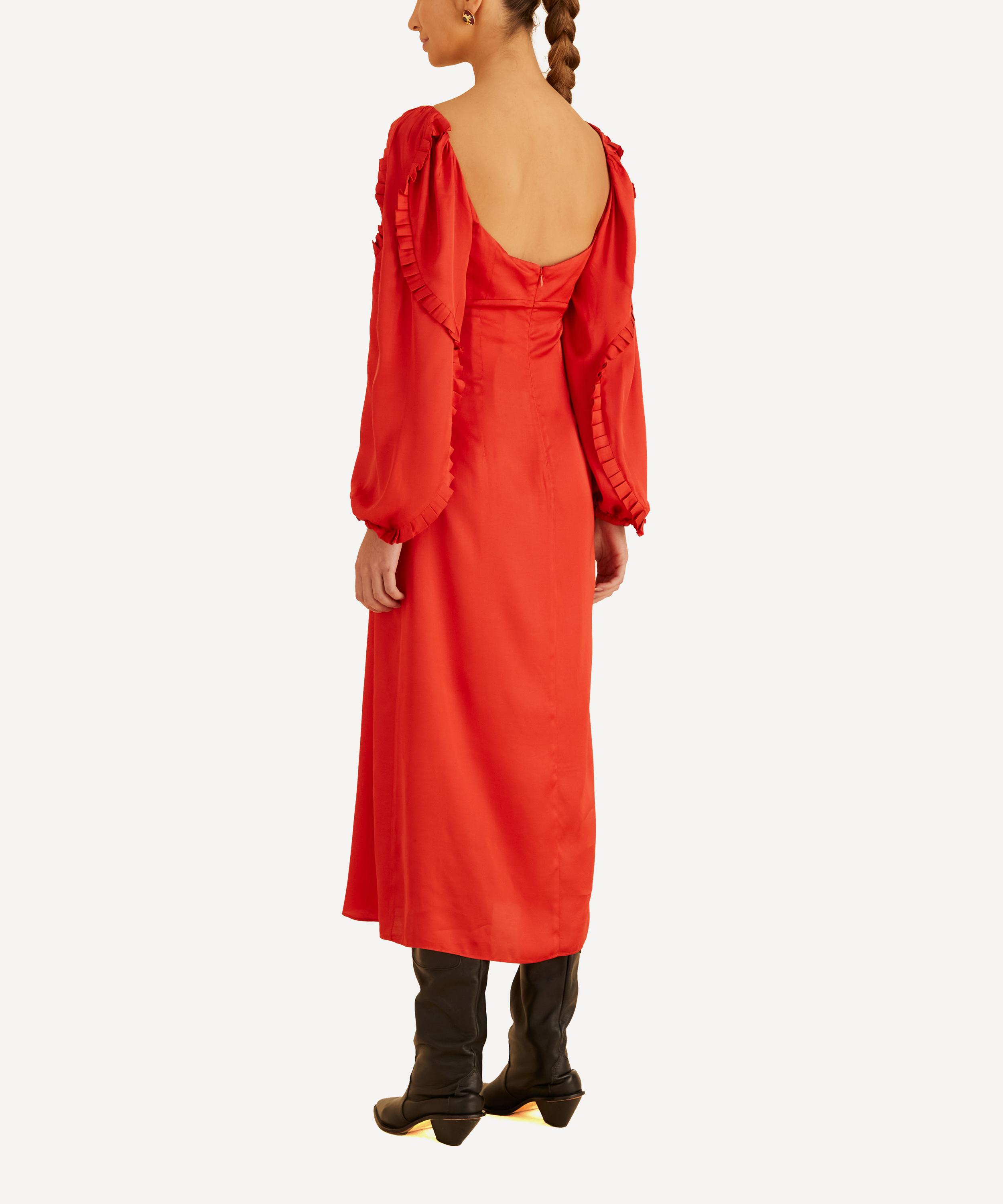 FARM Rio Red Heart-Shaped Neckline Midi-Dress | Liberty