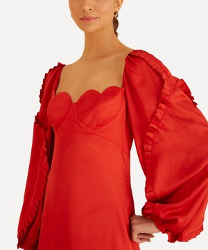 FARM Rio - Red Heart-Shaped Neckline Midi-Dress image number 3