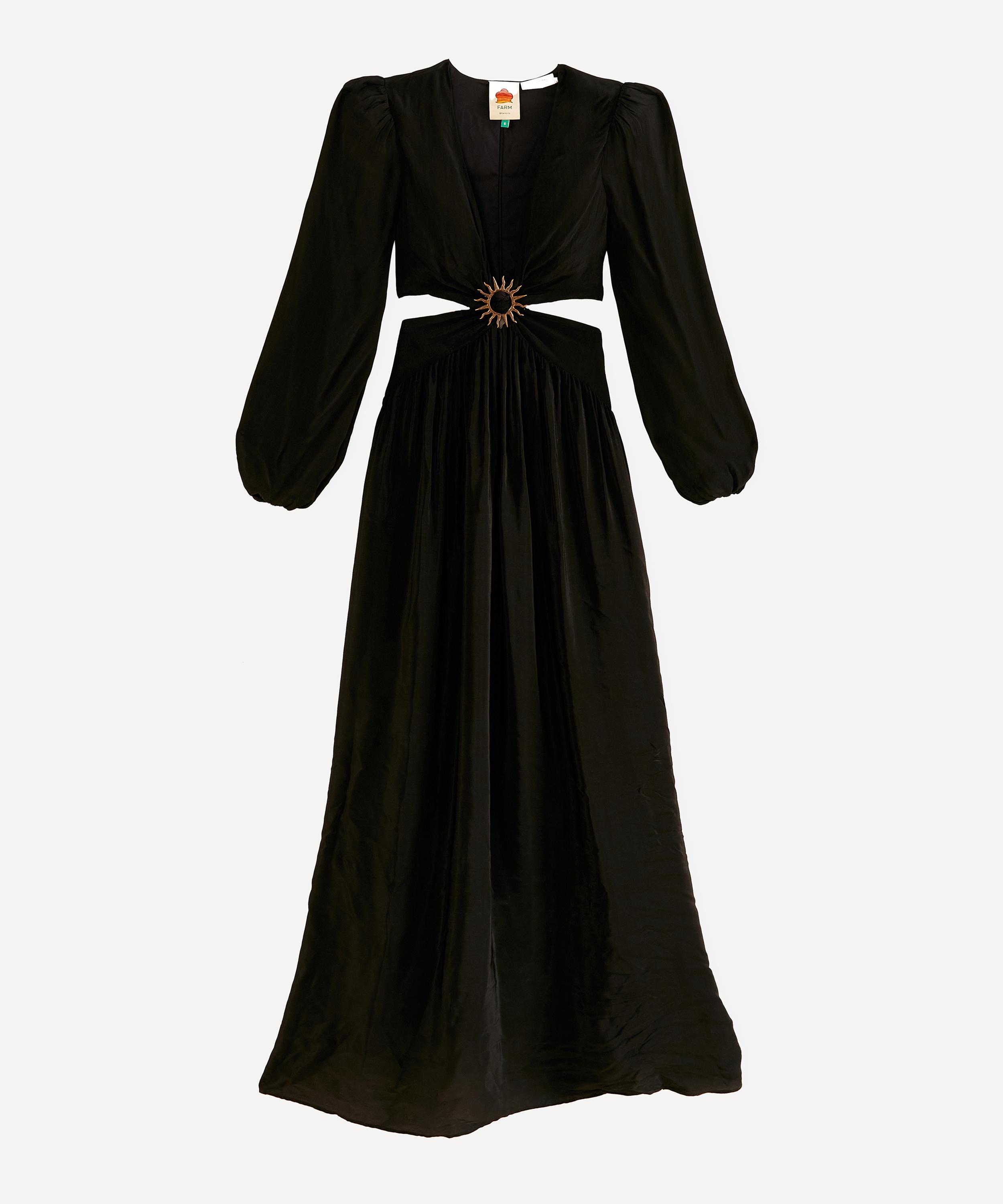 FARM Rio - Black Cut-Out Long-Sleeve Maxi-Dress