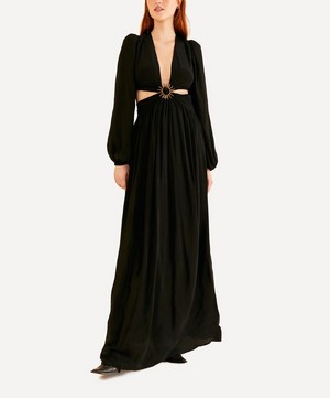 FARM Rio - Black Cut-Out Long-Sleeve Maxi-Dress image number 1