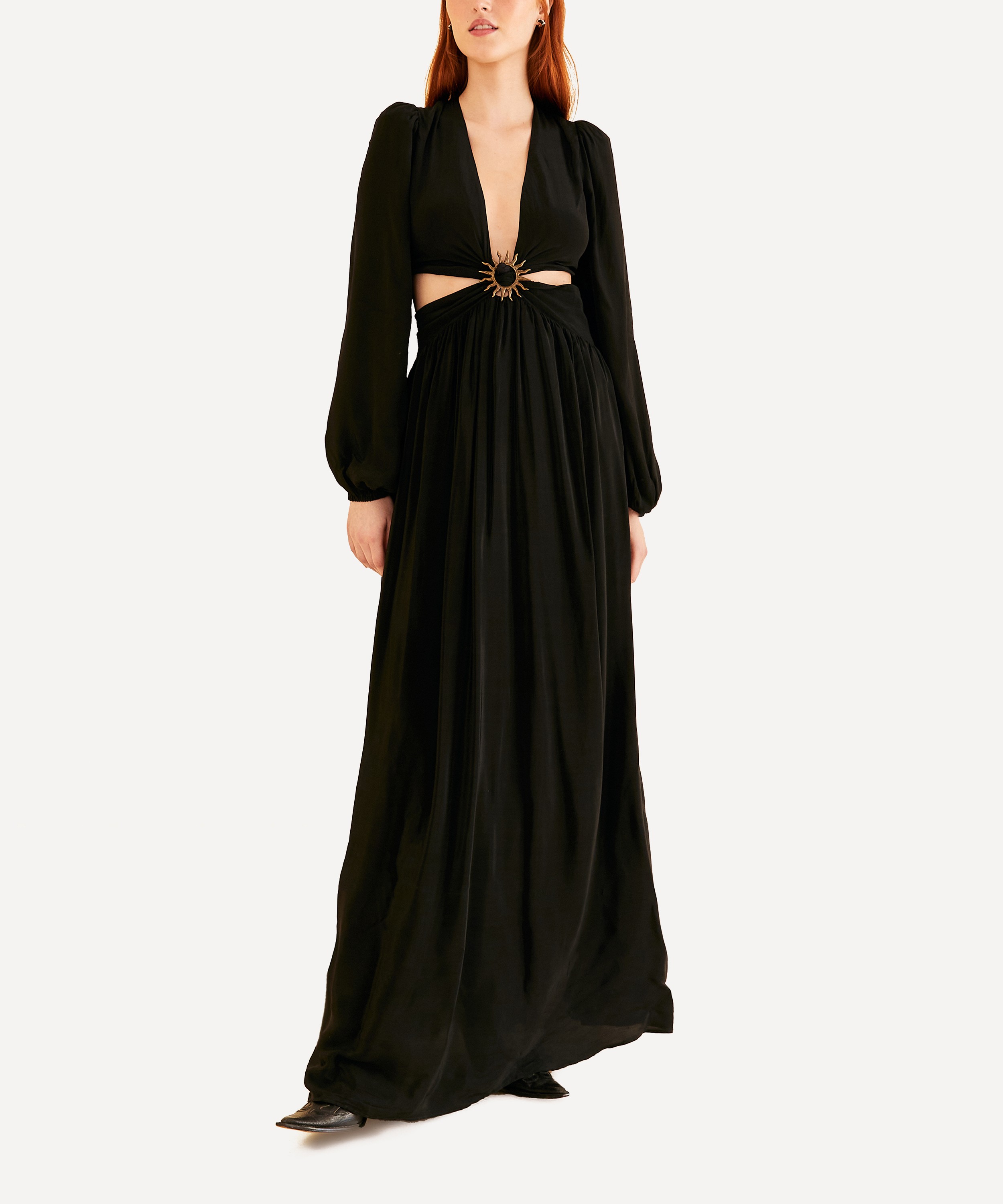 FARM Rio - Black Cut-Out Long-Sleeve Maxi-Dress image number 1