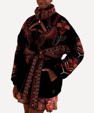 FARM Rio - Black Nature Beauty Embroidered Puffer Jacket image number 1