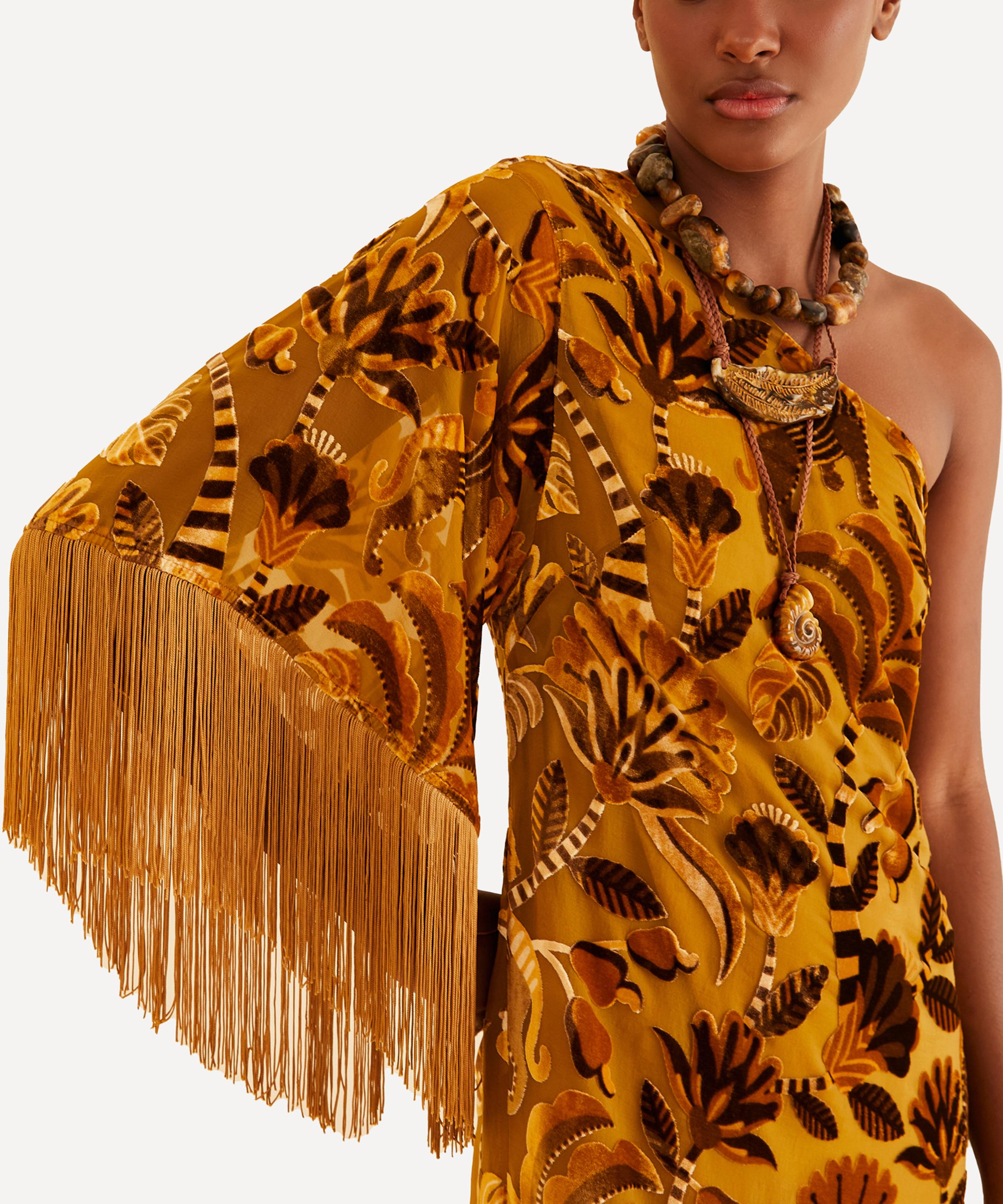 One shoulder fringe discount top