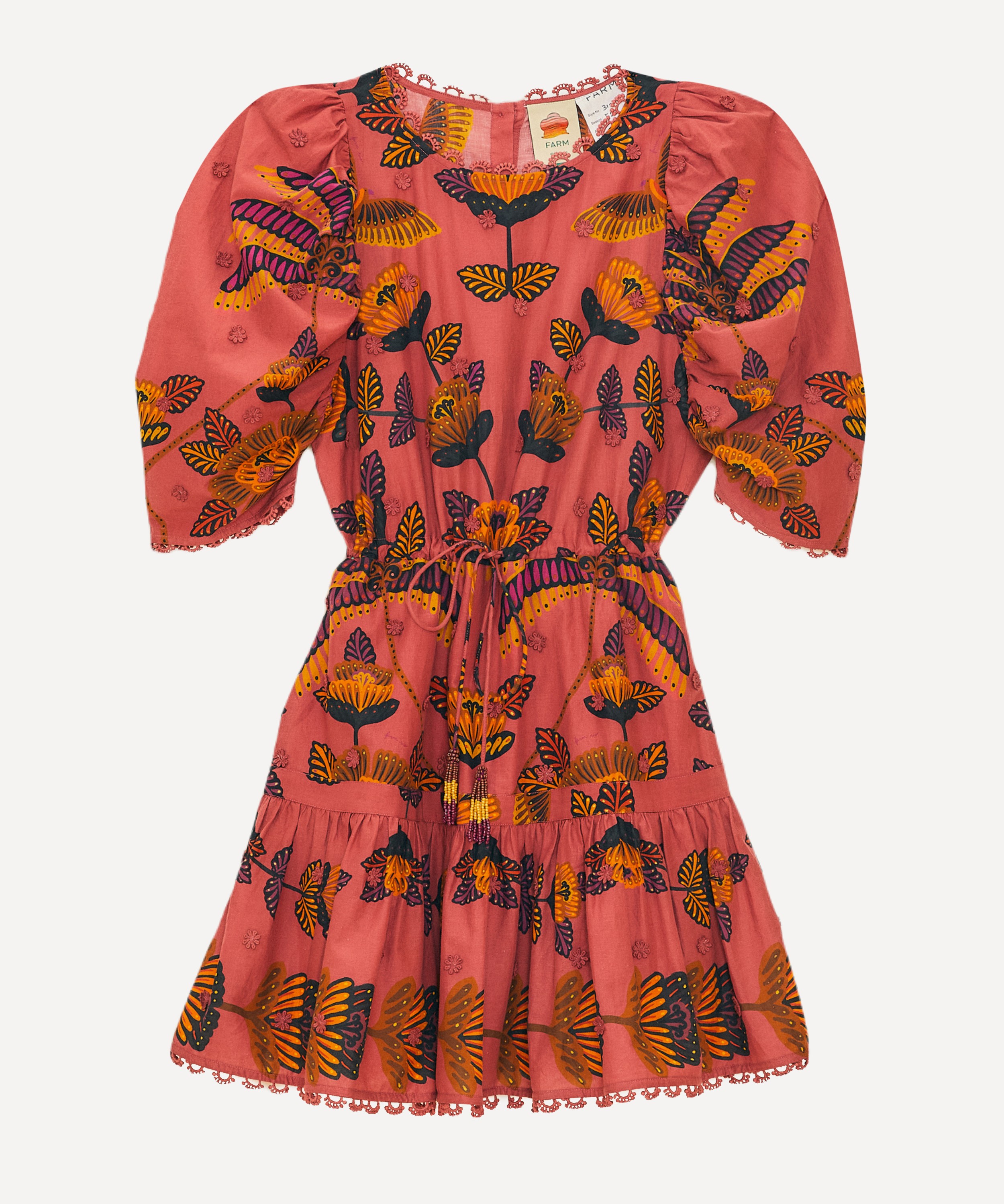 FARM Rio - Blush Living Bloom Short-Sleeve Mini-Dress