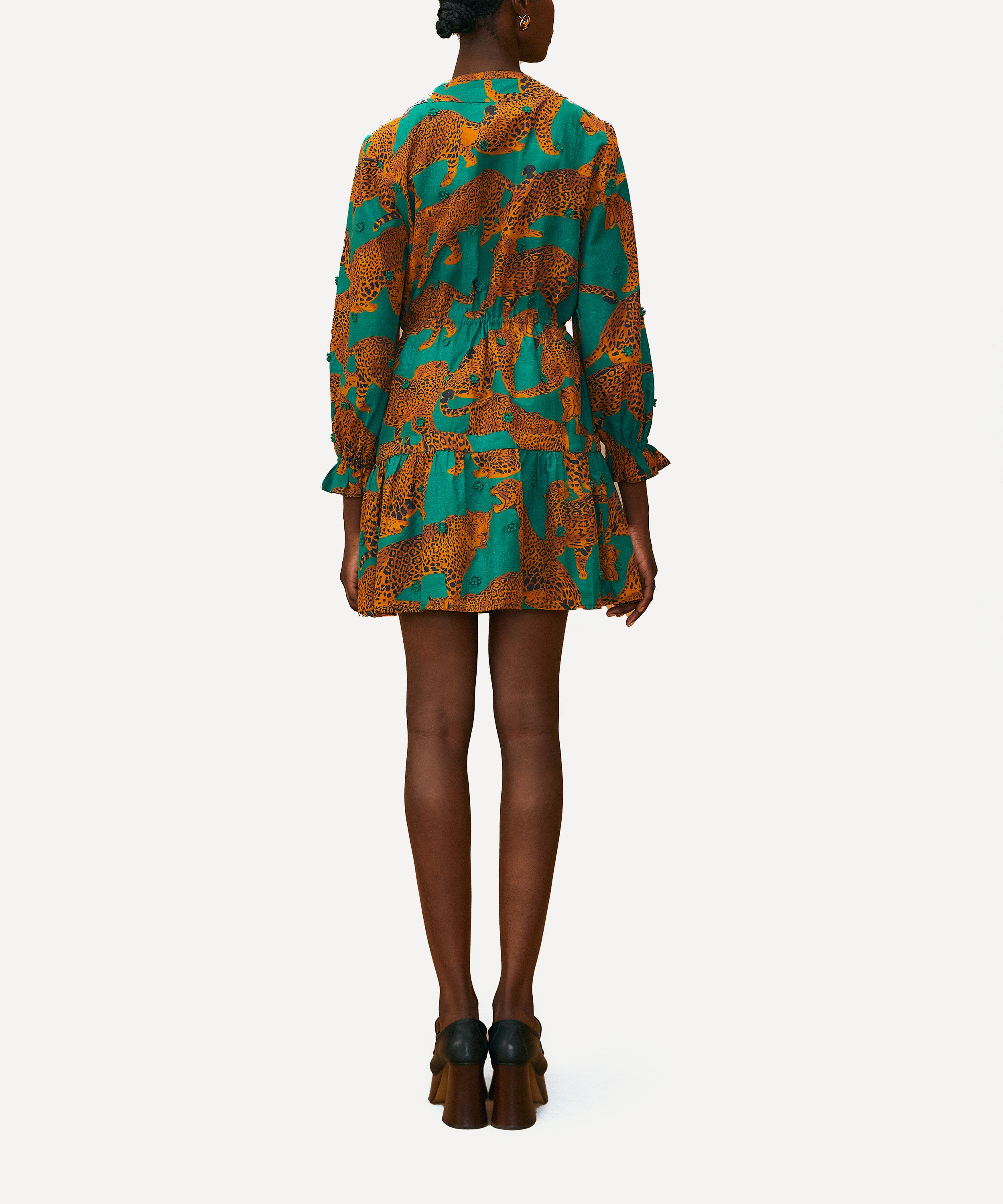 FARM Rio - Green Artsy Leopards Long-Sleeve Mini-Dress image number 2