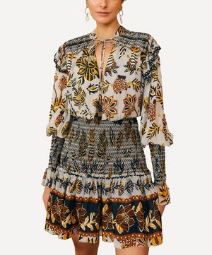FARM Rio - Silver Tapestry Floral Mini-Dress image number 1