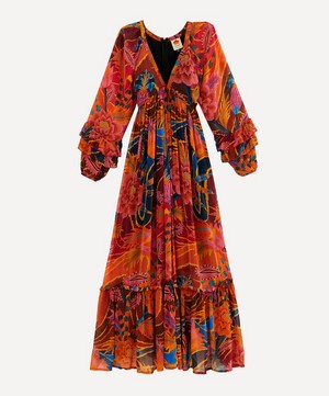 Vintage Wave Long Sleeve Maxi-Dress
