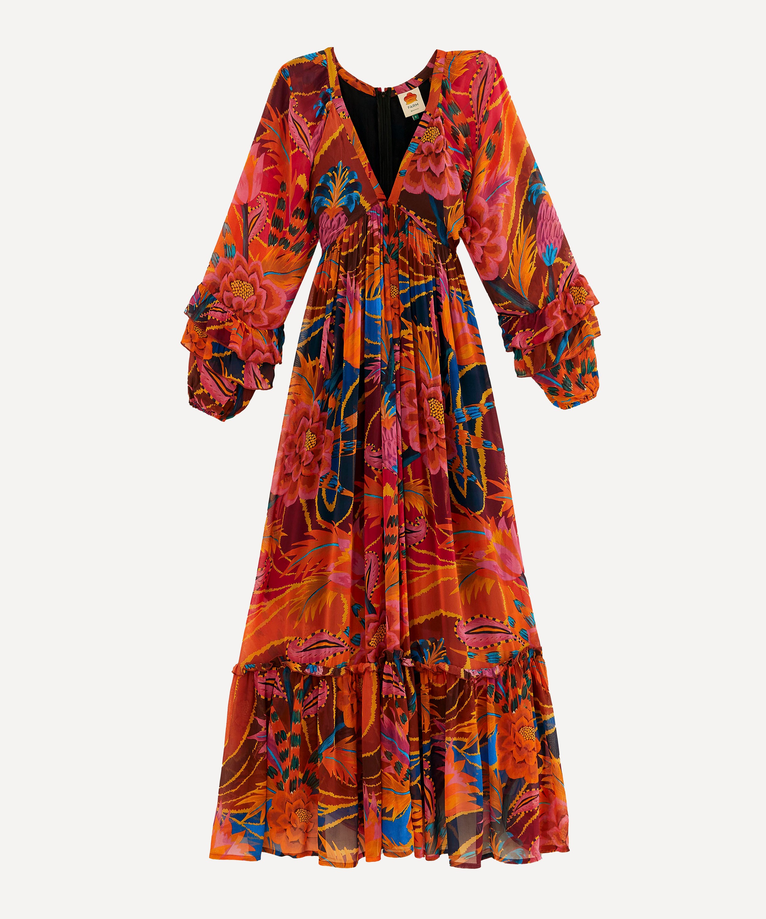 FARM Rio Vintage Wave Long Sleeve Maxi-Dress | Liberty