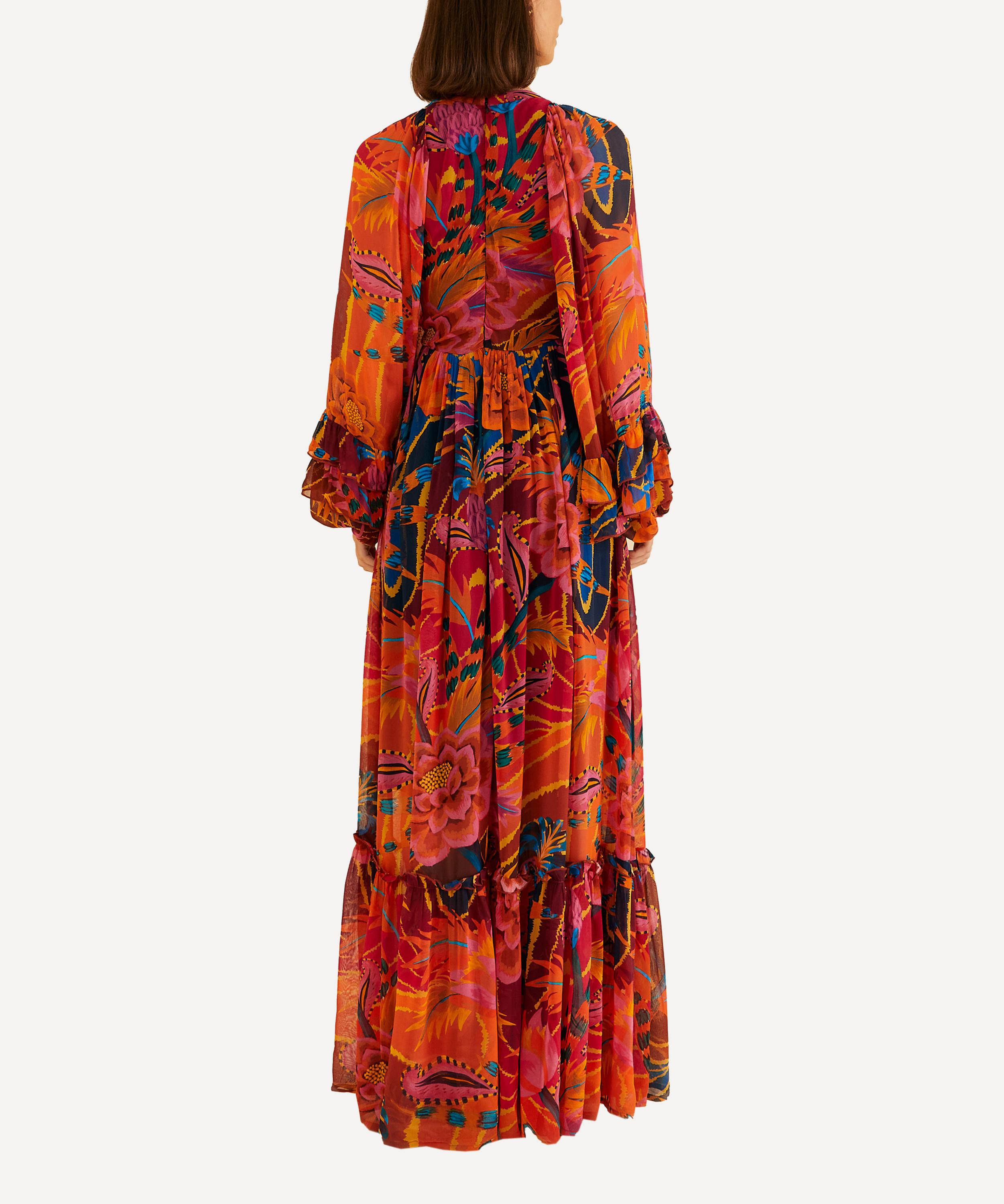 FARM Rio Vintage Wave Long Sleeve Maxi-Dress | Liberty