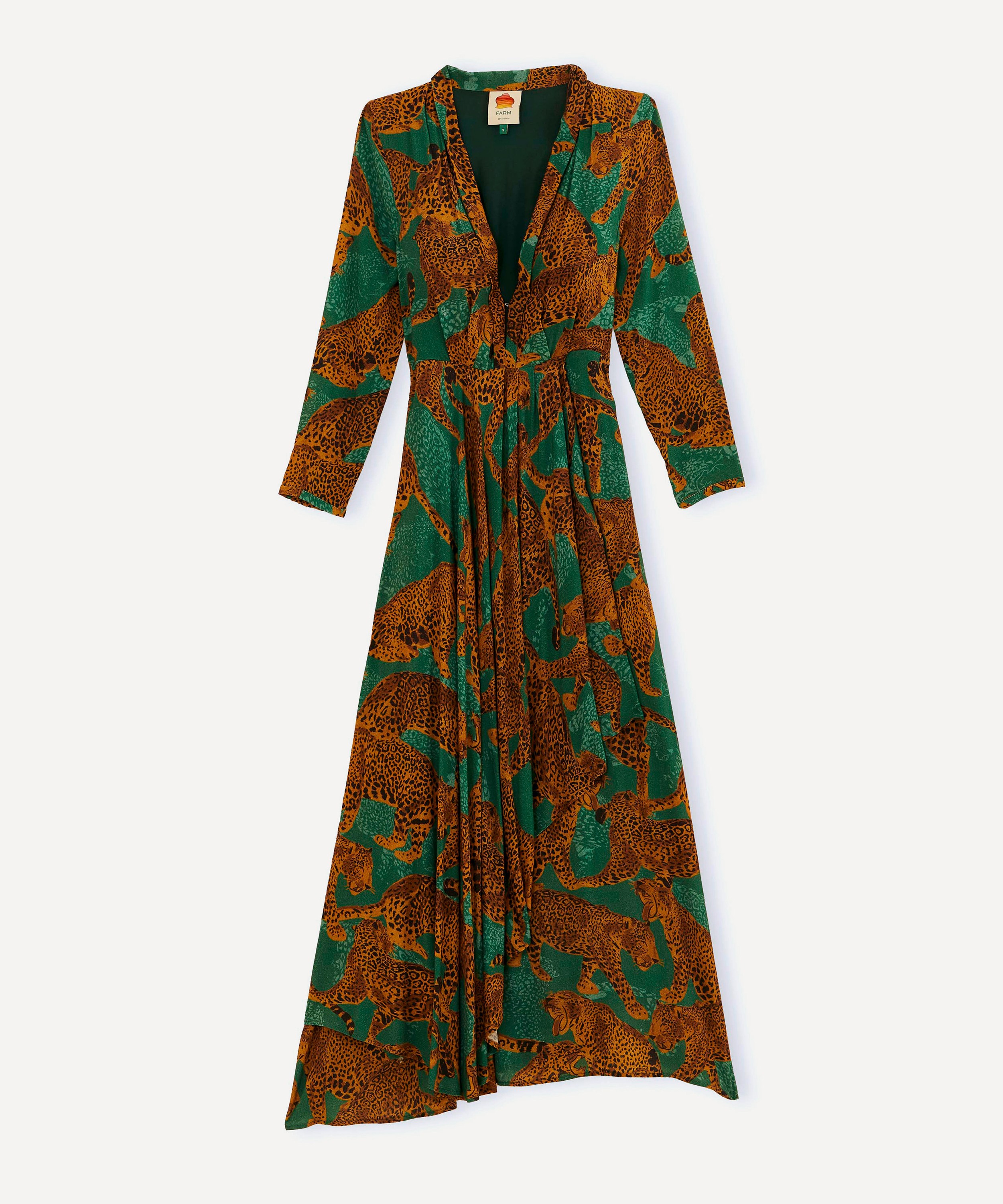FARM Rio - Green Artsy Leopards Long-Sleeve Maxi-Dress