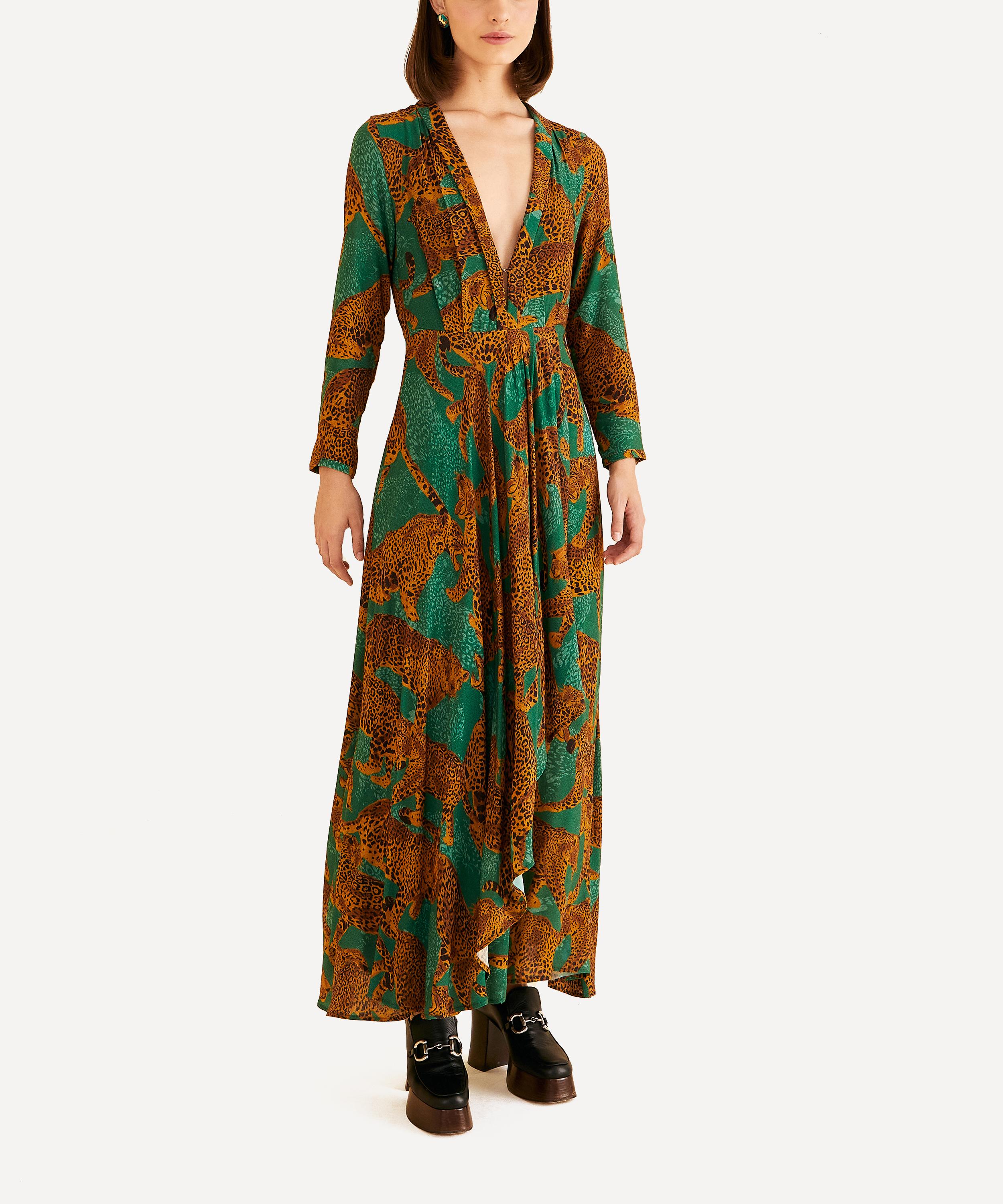 FARM Rio - Green Artsy Leopards Long-Sleeve Maxi-Dress image number 1