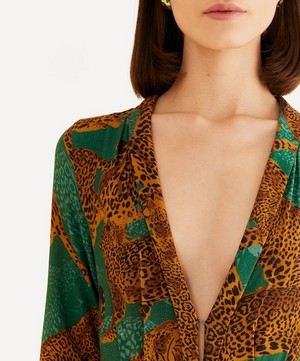 FARM Rio - Green Artsy Leopards Long-Sleeve Maxi-Dress image number 3
