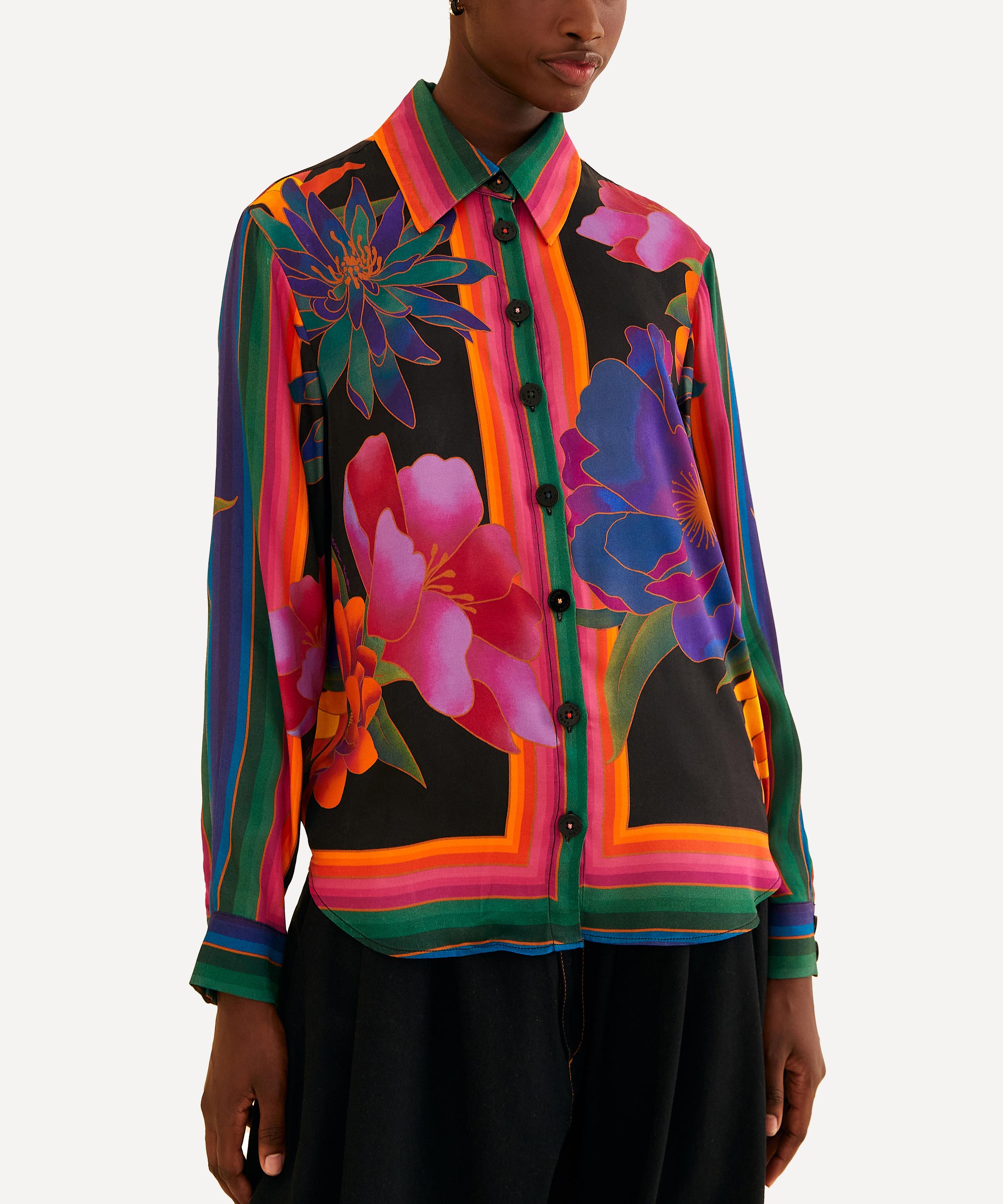 FARM Rio - Black Flower Season Scarf Shirt image number 1