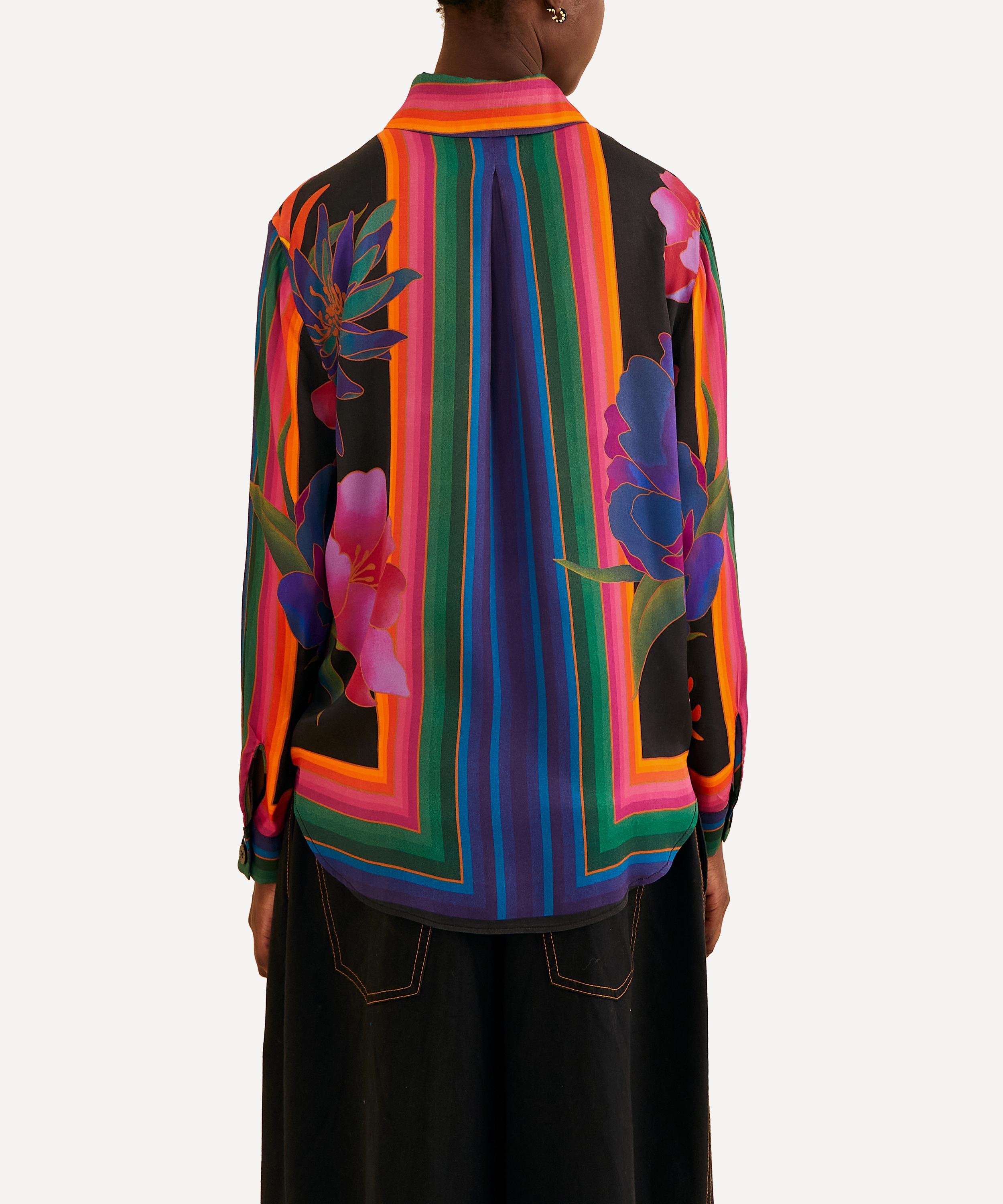 FARM Rio - Black Flower Season Scarf Shirt image number 2