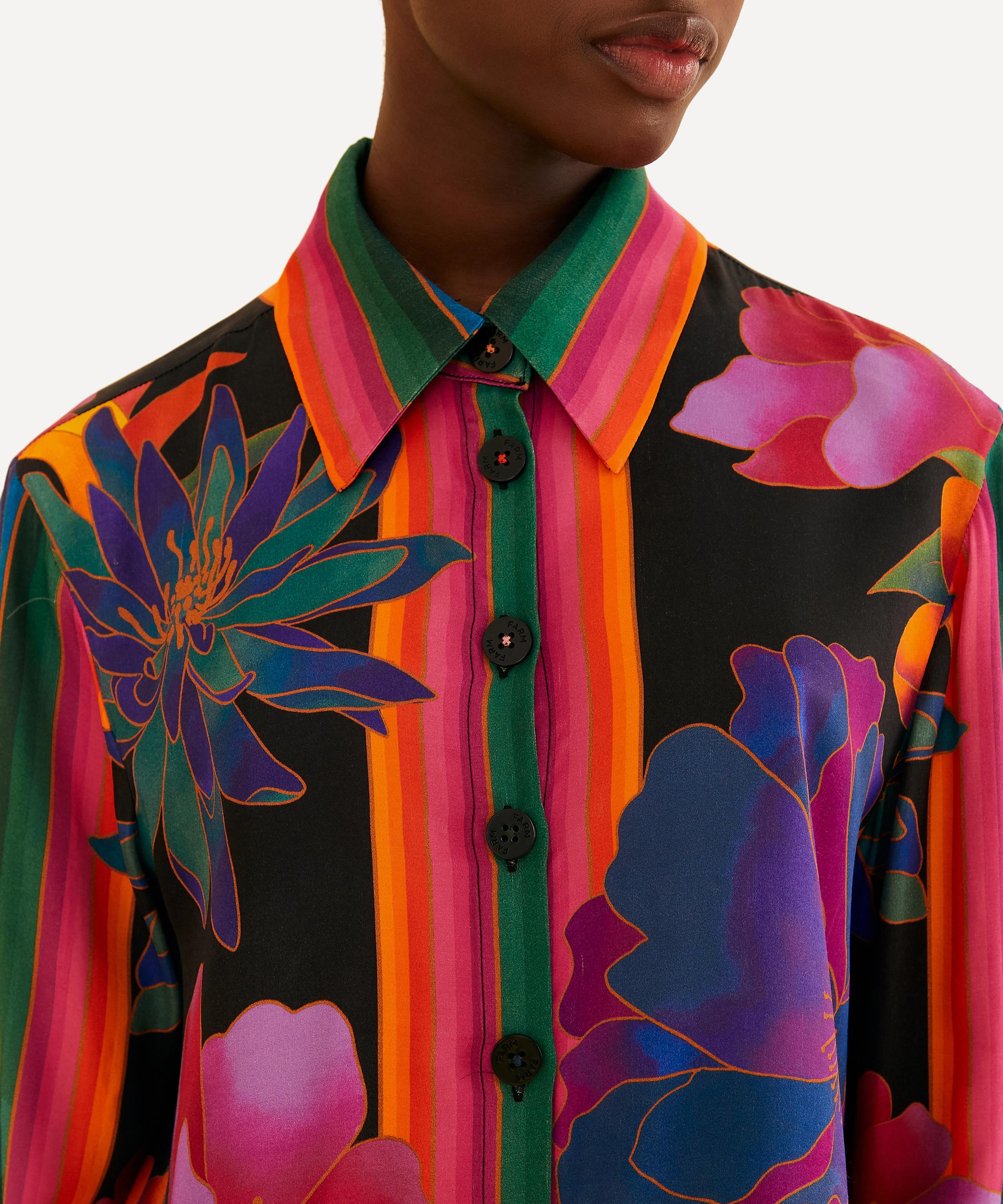 FARM Rio - Black Flower Season Scarf Shirt image number 3