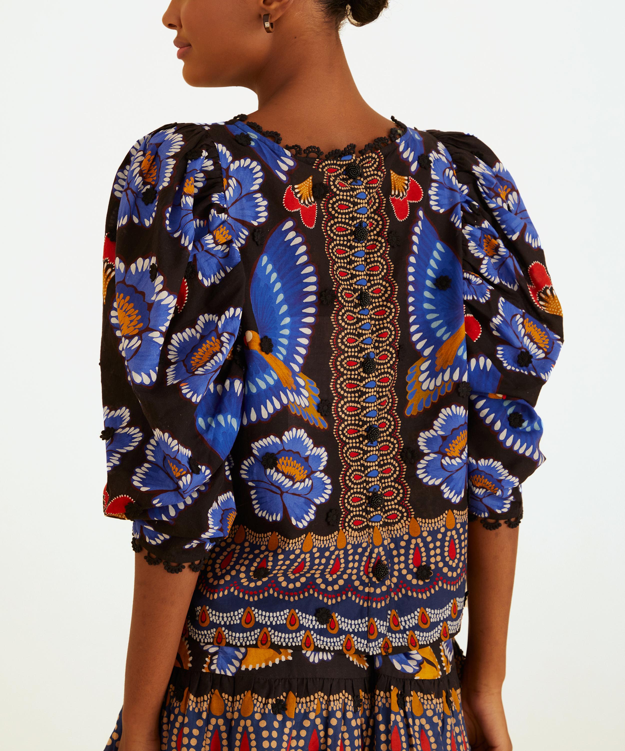 FARM Rio - Ainika Sparkle Black Short-Sleeve Blouse image number 3