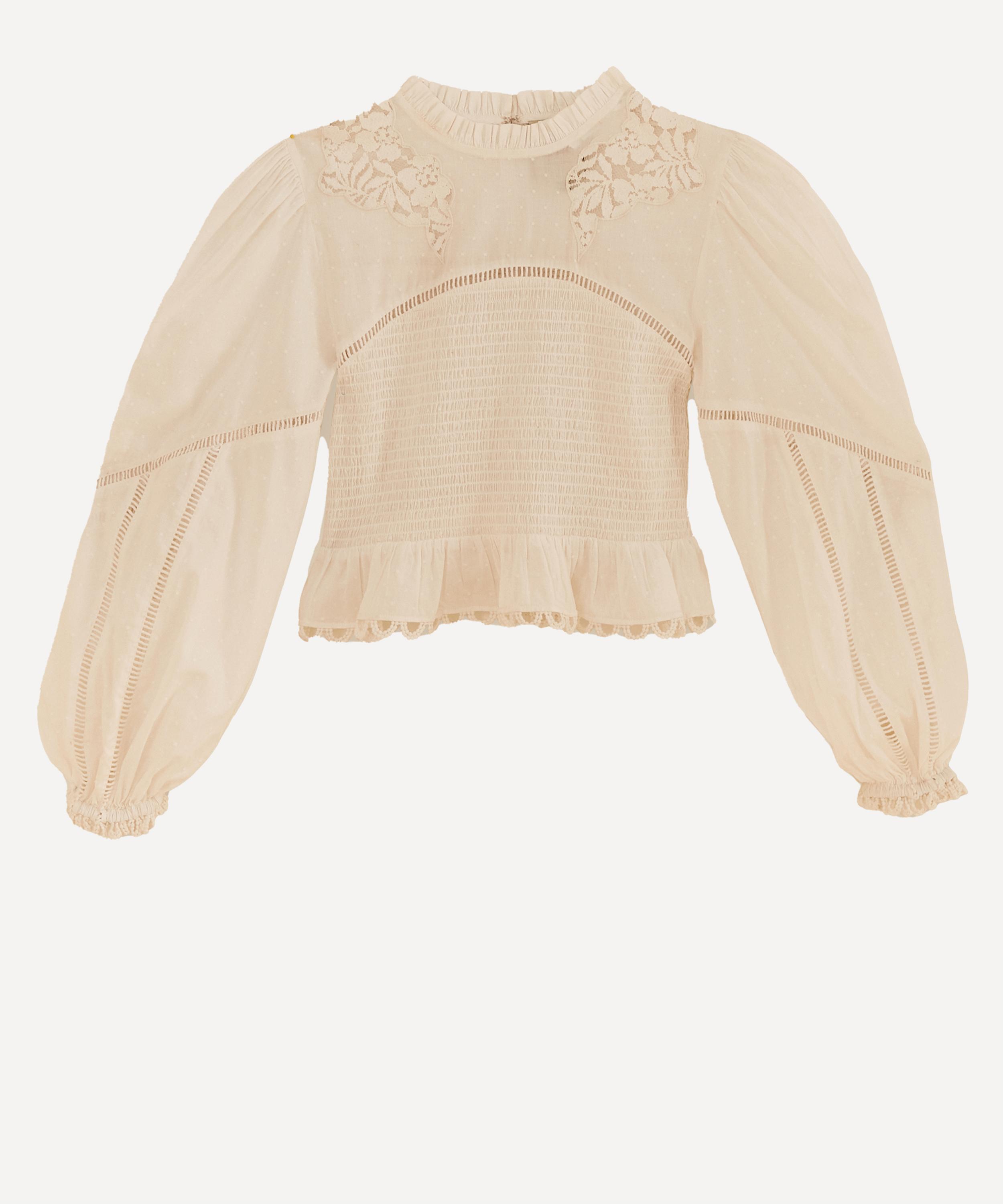FARM Rio - Off-White Smocked Blouse image number 0
