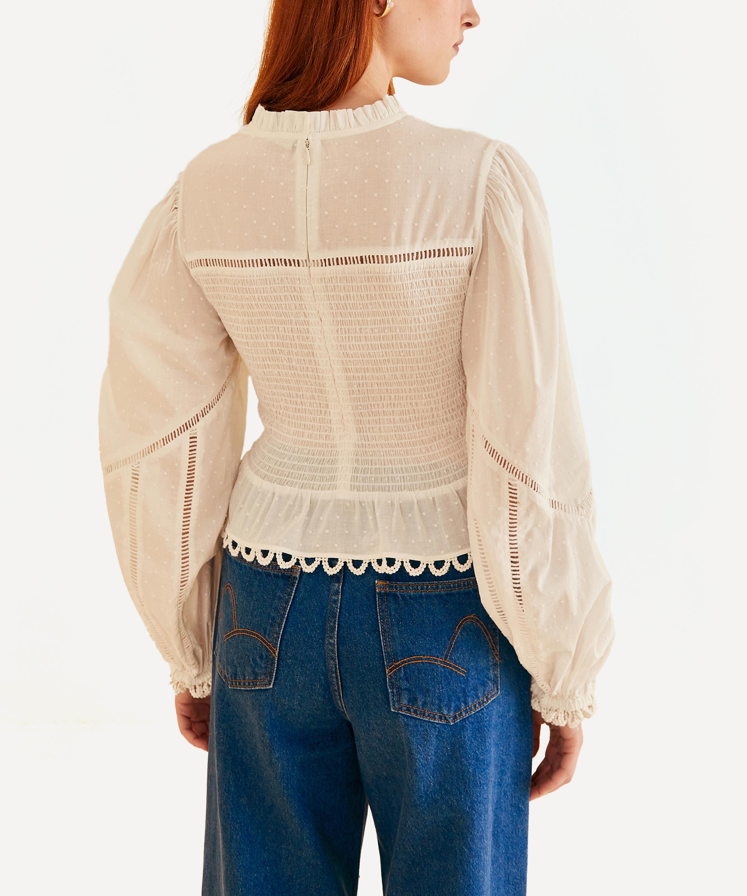 FARM Rio - Off-White Smocked Blouse image number 2